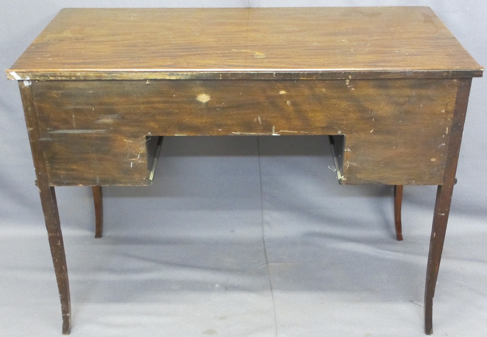 REPRODUCTION MAHOGANY DESK, rectangular top over two long drawers and two smaller with brass ring - Image 4 of 4