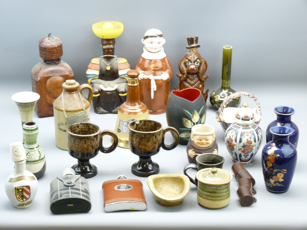 VINTAGE DRINKS DECANTERS, hip flasks, stoneware and other collectables