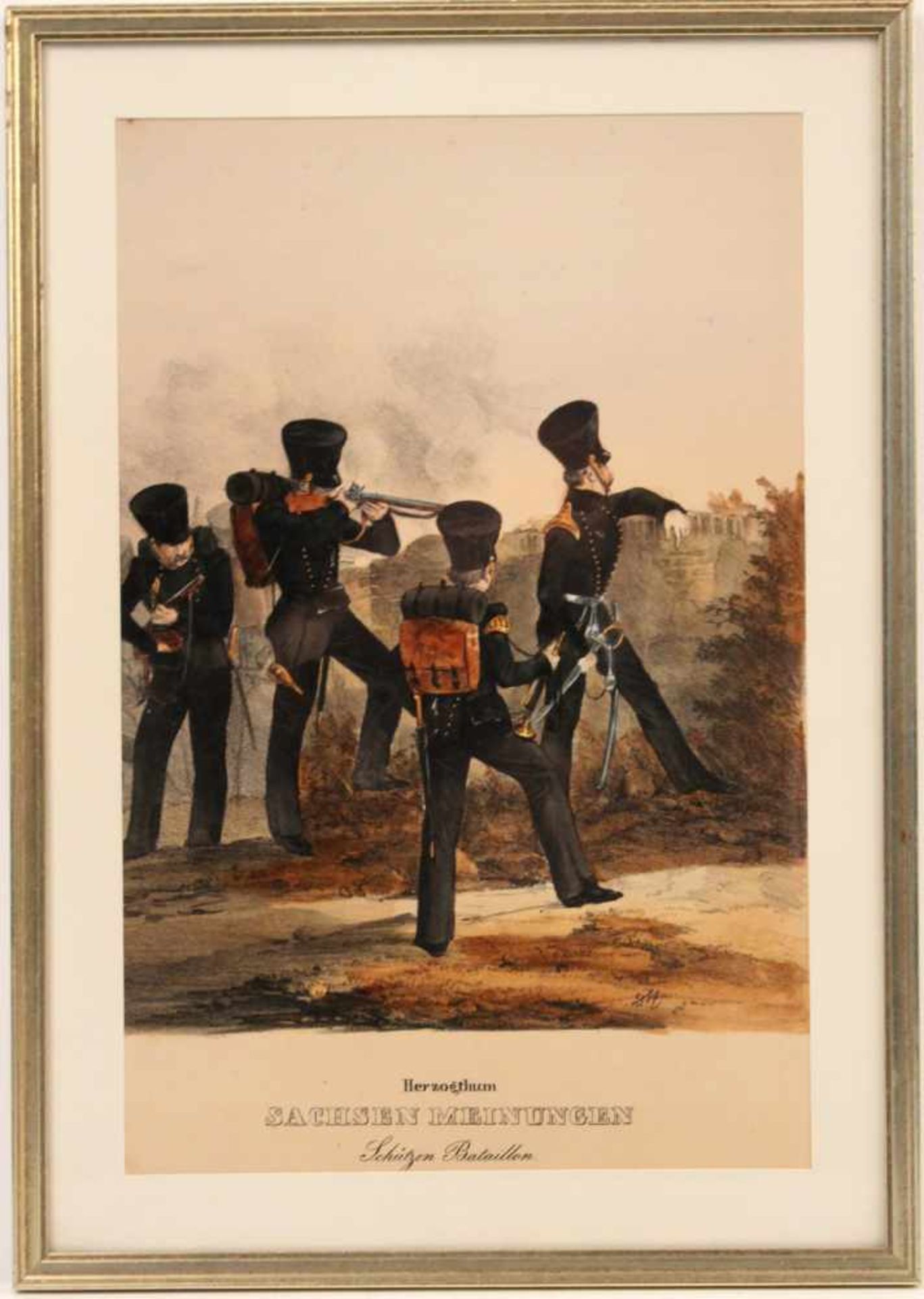 Drei kolorierte Lithografien.Bez. "Royaume de Bavière Regiment de Curiaßiers Prince Charles - Bild 3 aus 3