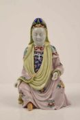 Porzellanfigur.China. Guanyin. Polychrome Bemalung. H. 24,5 cm.