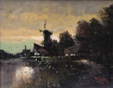 Smith, W.F. Glasgow 1920.Seelandschaft mit Windmühle. Rechts u. sign. H: 20 x 25 cm. Rahmen.