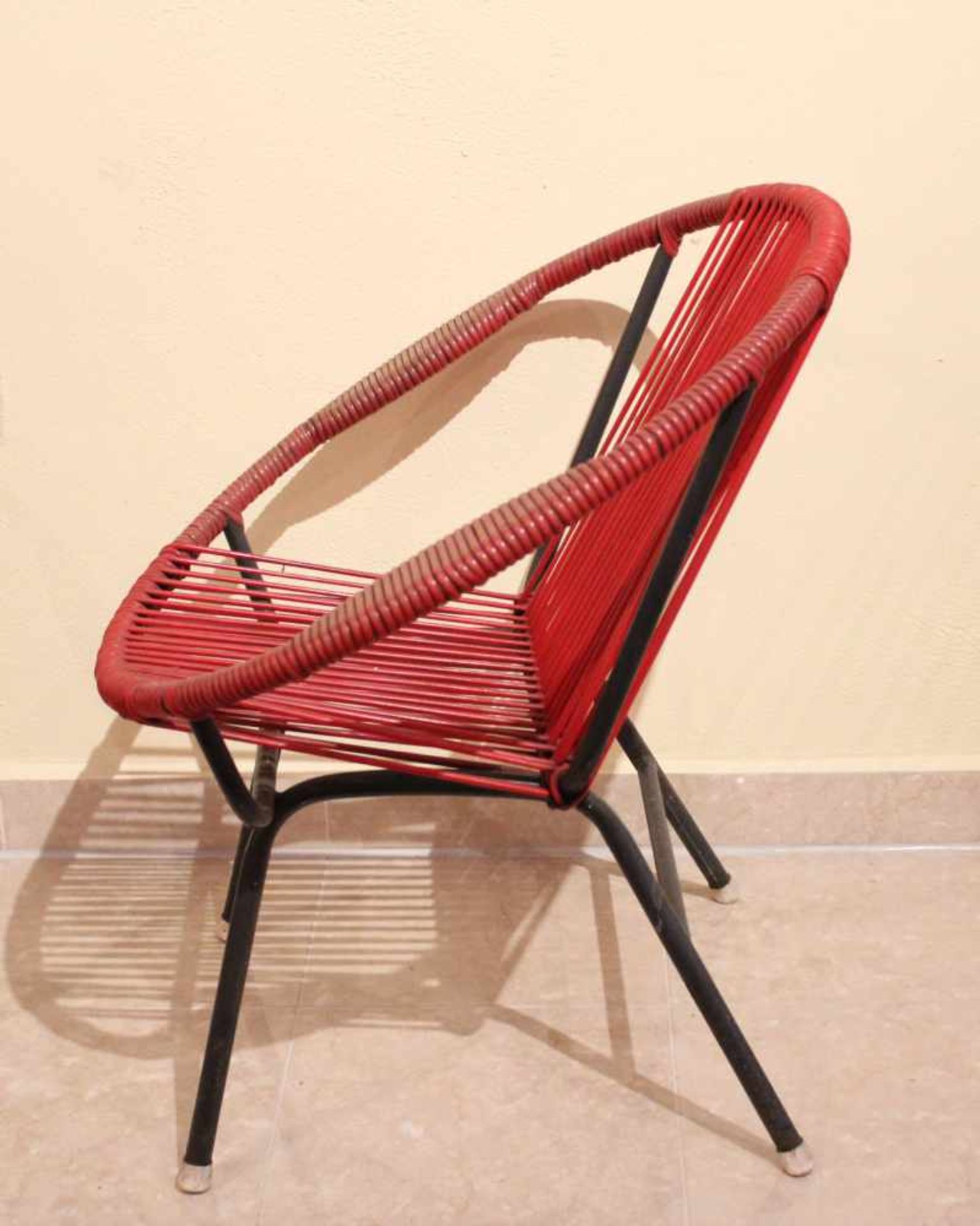 Paar Sessel. Wohl "Spaghetti Acapulco" Um 1960. Beschichtete Rohrrahmen mit roten - Bild 2 aus 2