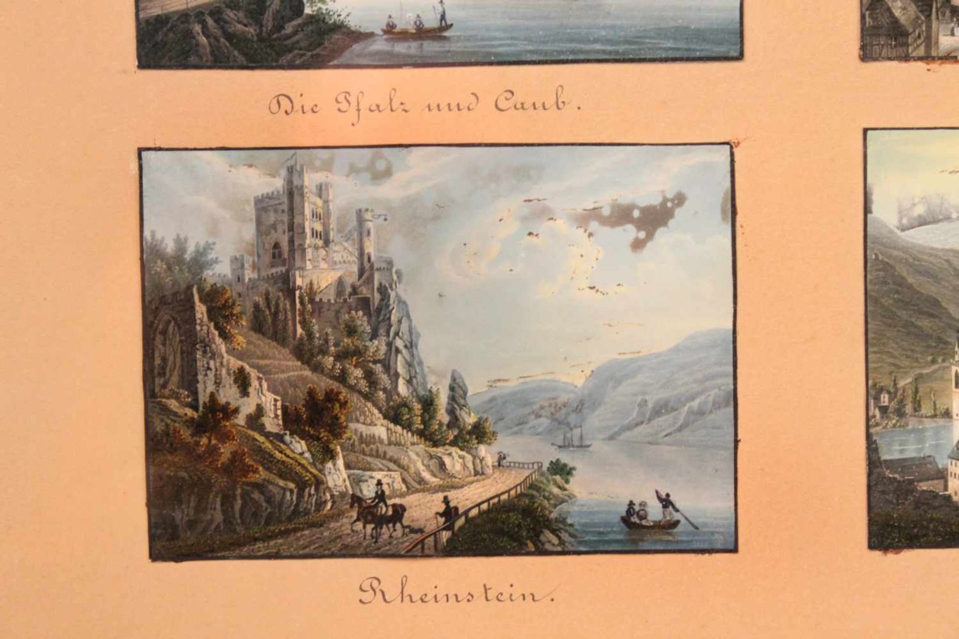 Vier Rheinansichten.19. Jh. Aquarellierte Stahlstiche. Ansichten von "Die Pfalz und Caub", "B - Bild 4 aus 5