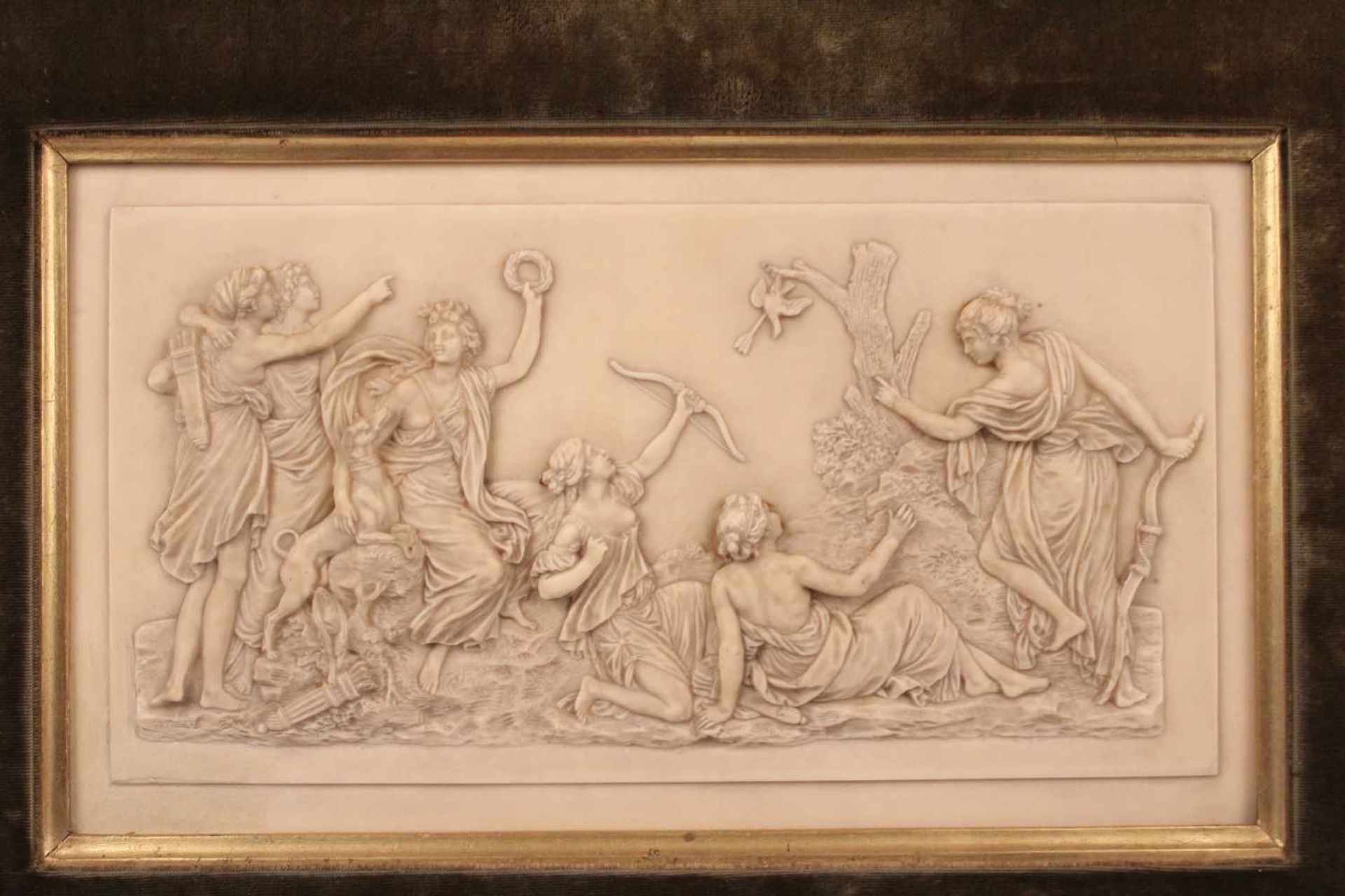 Stein-Relief.Wohl Frankreich, um 1900. H: 18,5 x 32,5cm; Rahmen H: 31 x 44 cm. Min besch, rep - Bild 2 aus 6