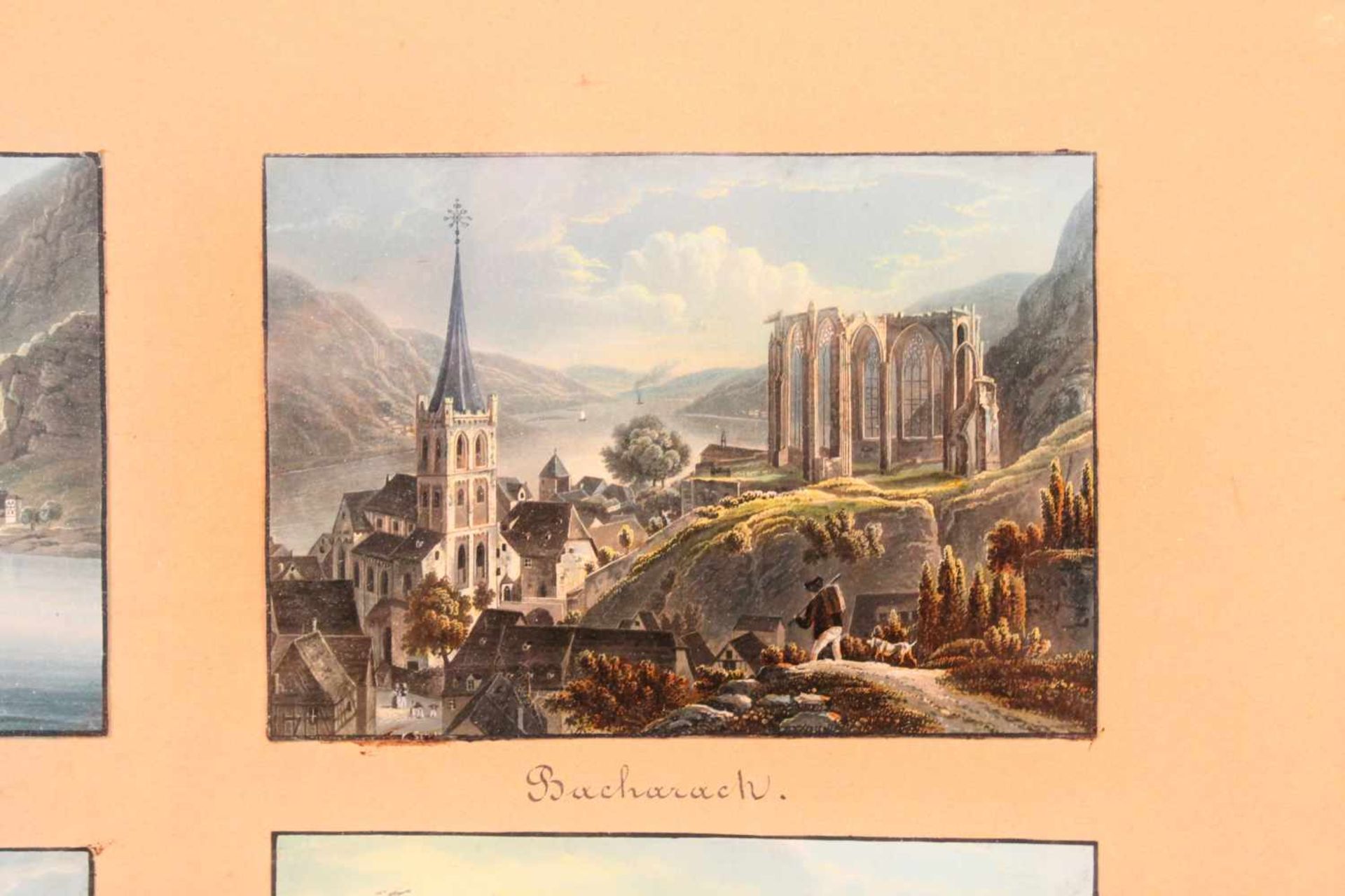 Vier Rheinansichten.19. Jh. Aquarellierte Stahlstiche. Ansichten von "Die Pfalz und Caub", "B - Bild 3 aus 5