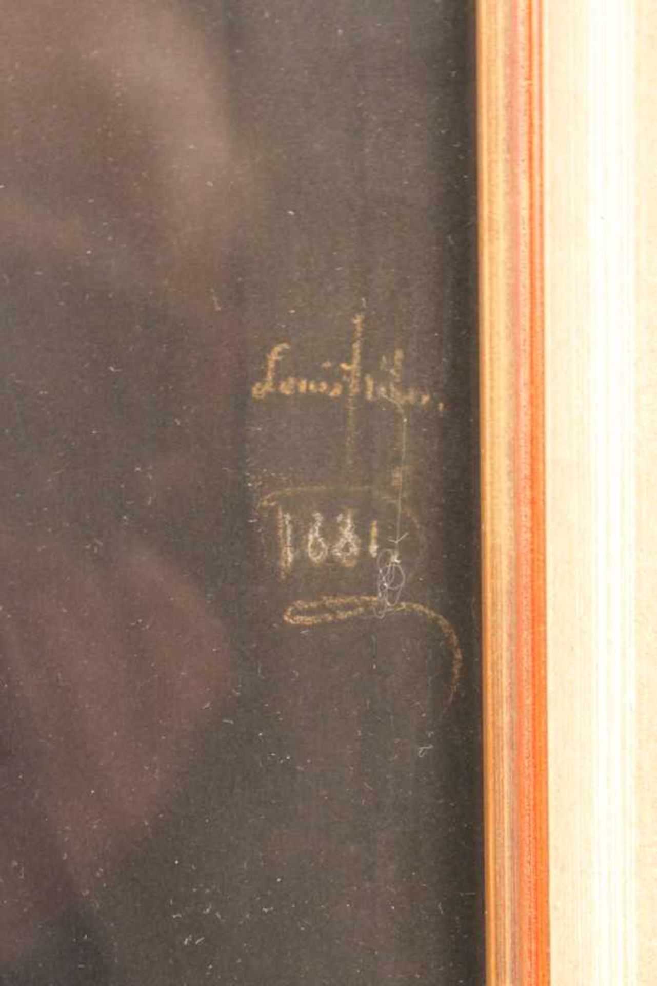 Halbportrait. 19. Jh.Mädchenbildnis. Mitte rechts unleserlich sign. und 1881 dat. Pastell, h - Bild 4 aus 4