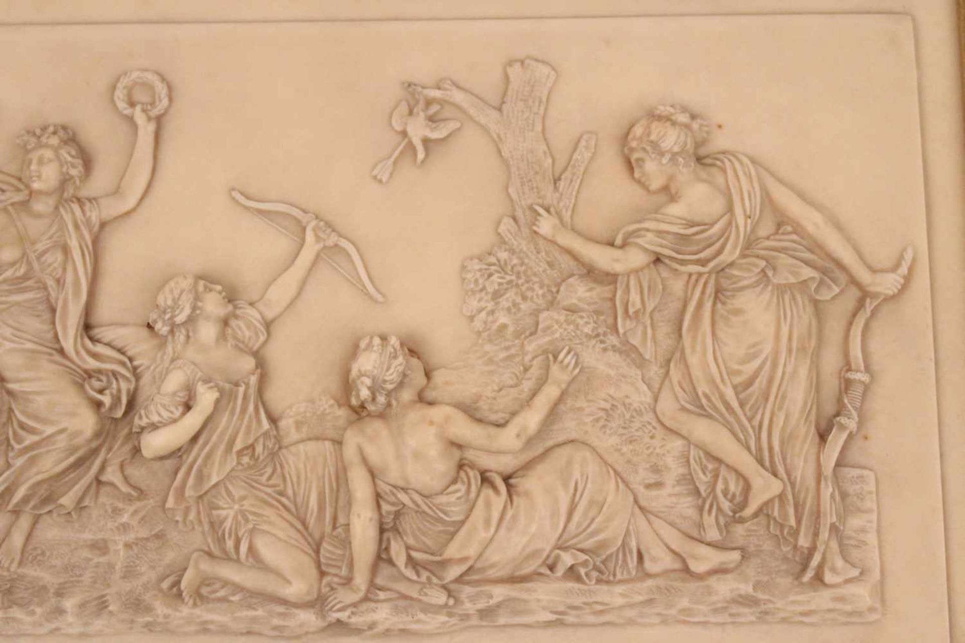 Stein-Relief.Wohl Frankreich, um 1900. H: 18,5 x 32,5cm; Rahmen H: 31 x 44 cm. Min besch, rep - Bild 4 aus 6