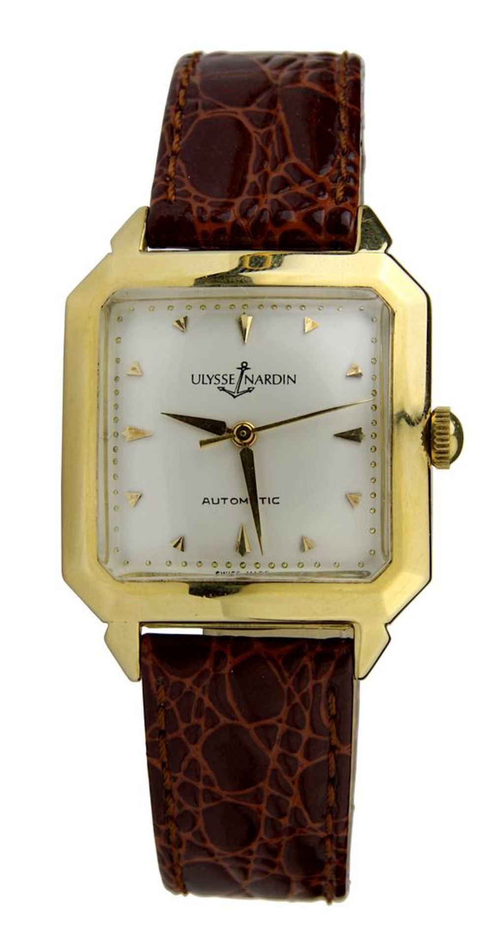 Ulysse Nardin Automatic Herren-Armbanduhr, Le Locle, Schweiz, quadratisches Gehäuse Gelbgold, 3,2