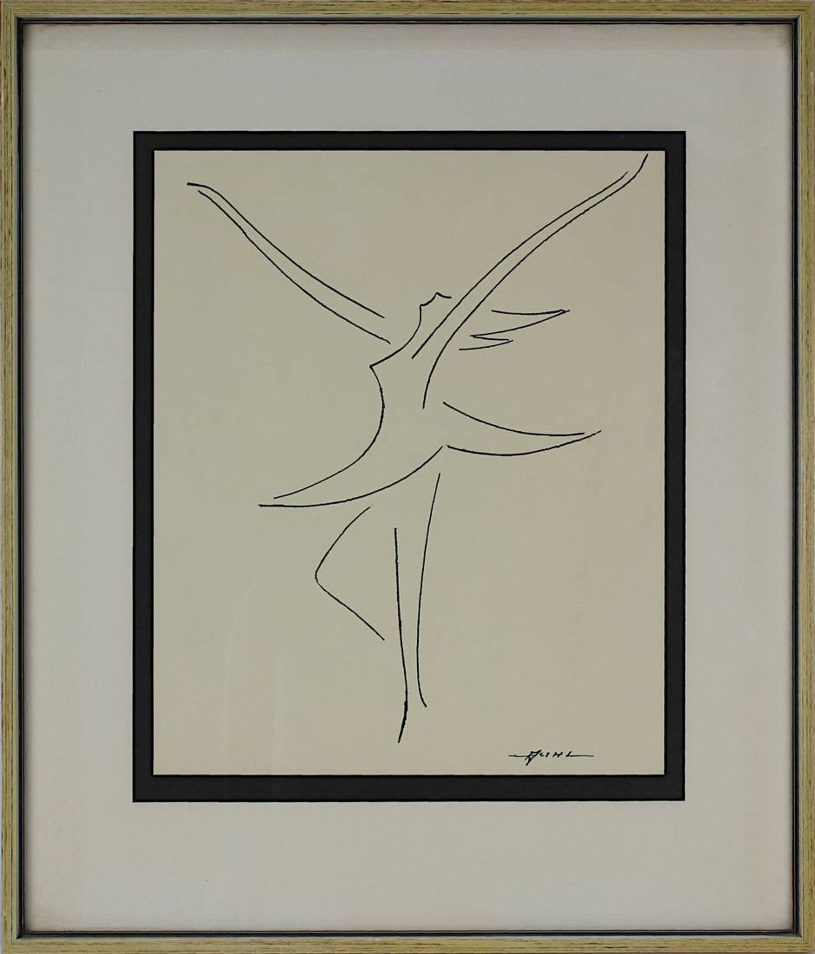 Künstler 2. H. 20. Jh. Tänzerin, Tuschzeichnung, rechts unten unleserlich signiert, 27 cm x 22 cm (