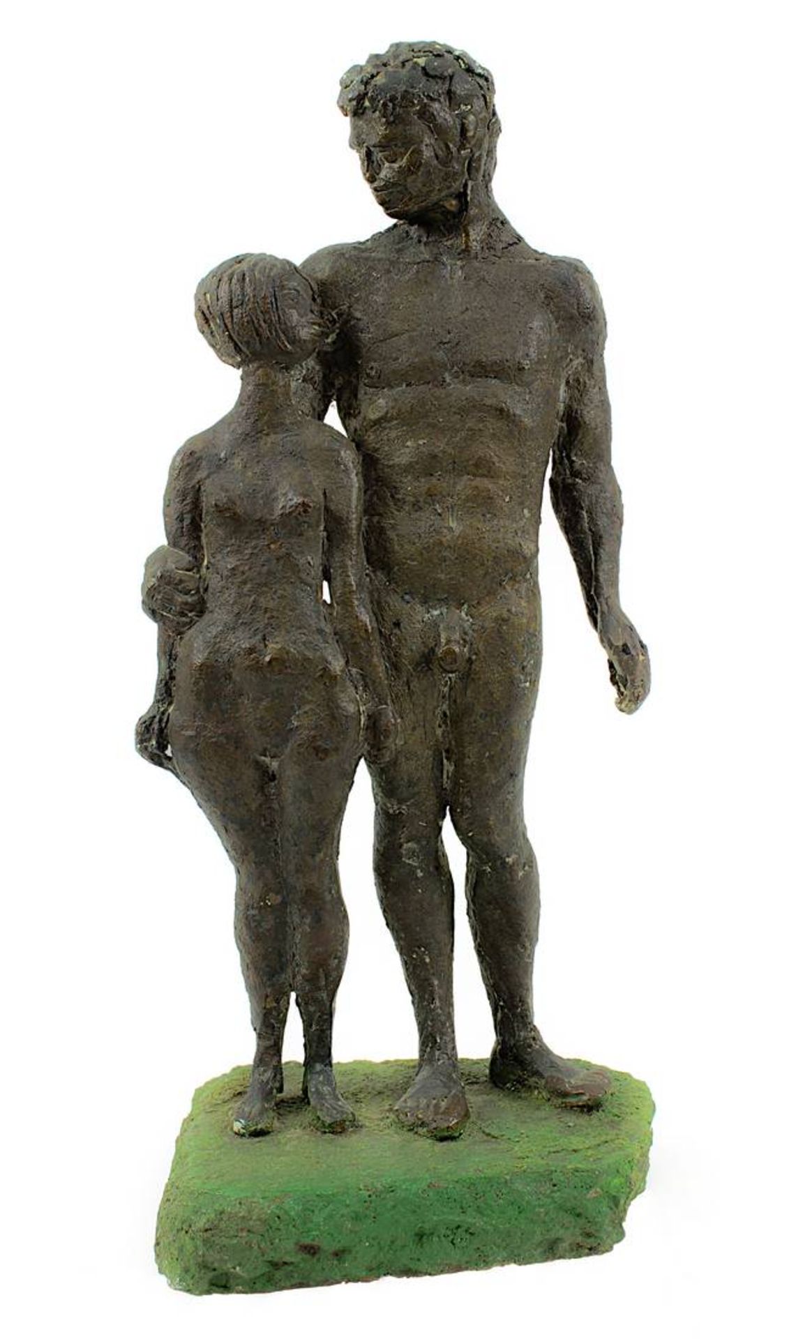 Schröder, Hans (Saarbrücken 1930 - 2010 Saarbrücken), Paar als Akte, Bronzefigurengruppe mit brauner