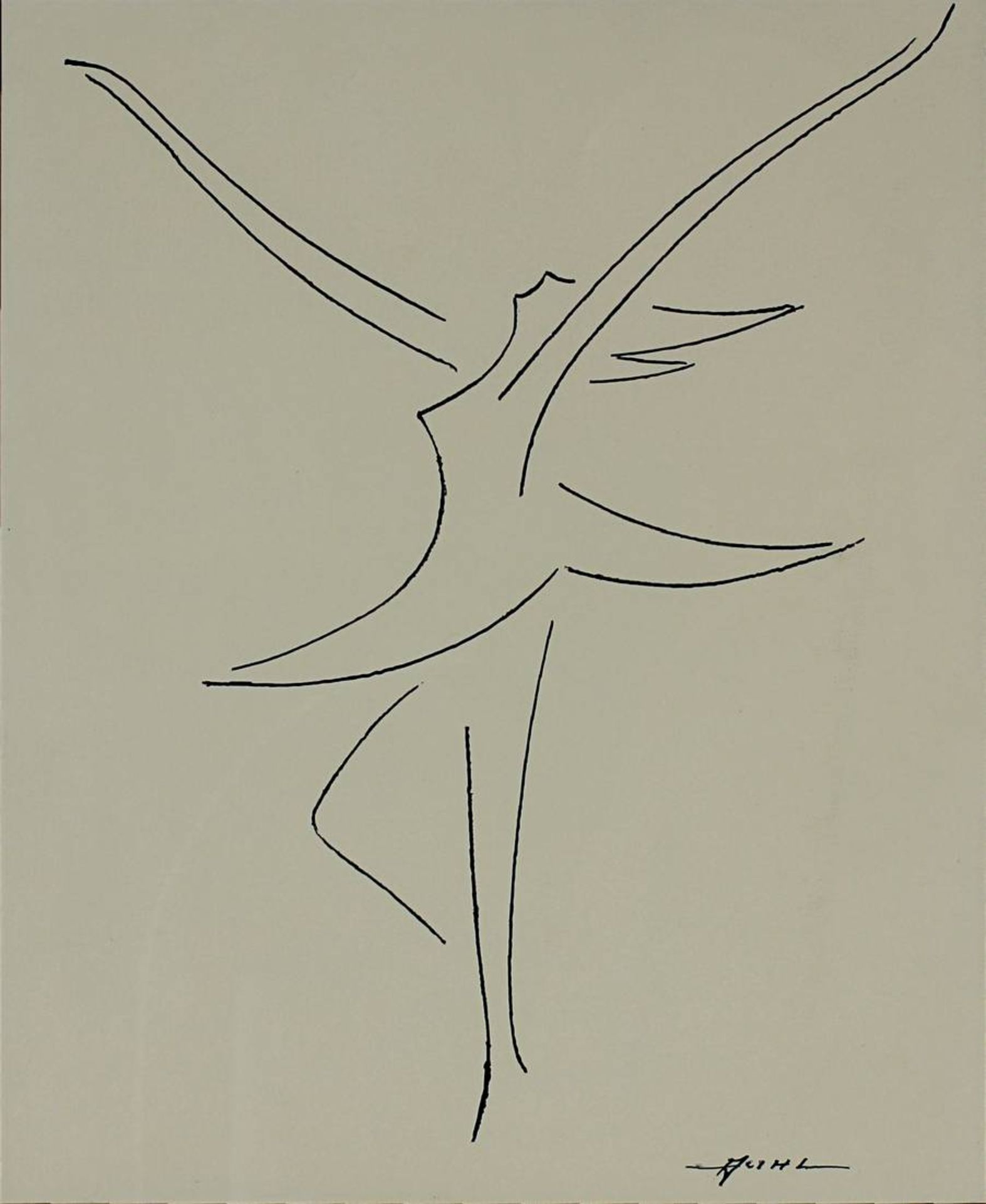 Künstler 2. H. 20. Jh. Tänzerin, Tuschzeichnung, rechts unten unleserlich signiert, 27 cm x 22 cm ( - Bild 2 aus 2