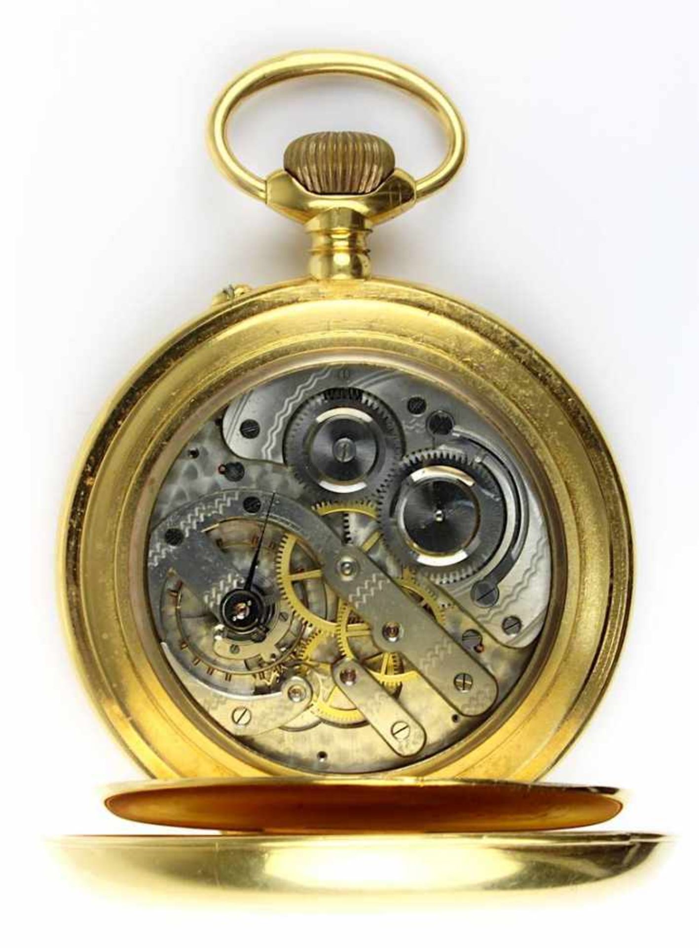 Große schwere Taschenuhr mit Komplikation, Chronograph, Vollkalender und Mondphase, Schweiz um 1910, - Image 2 of 2