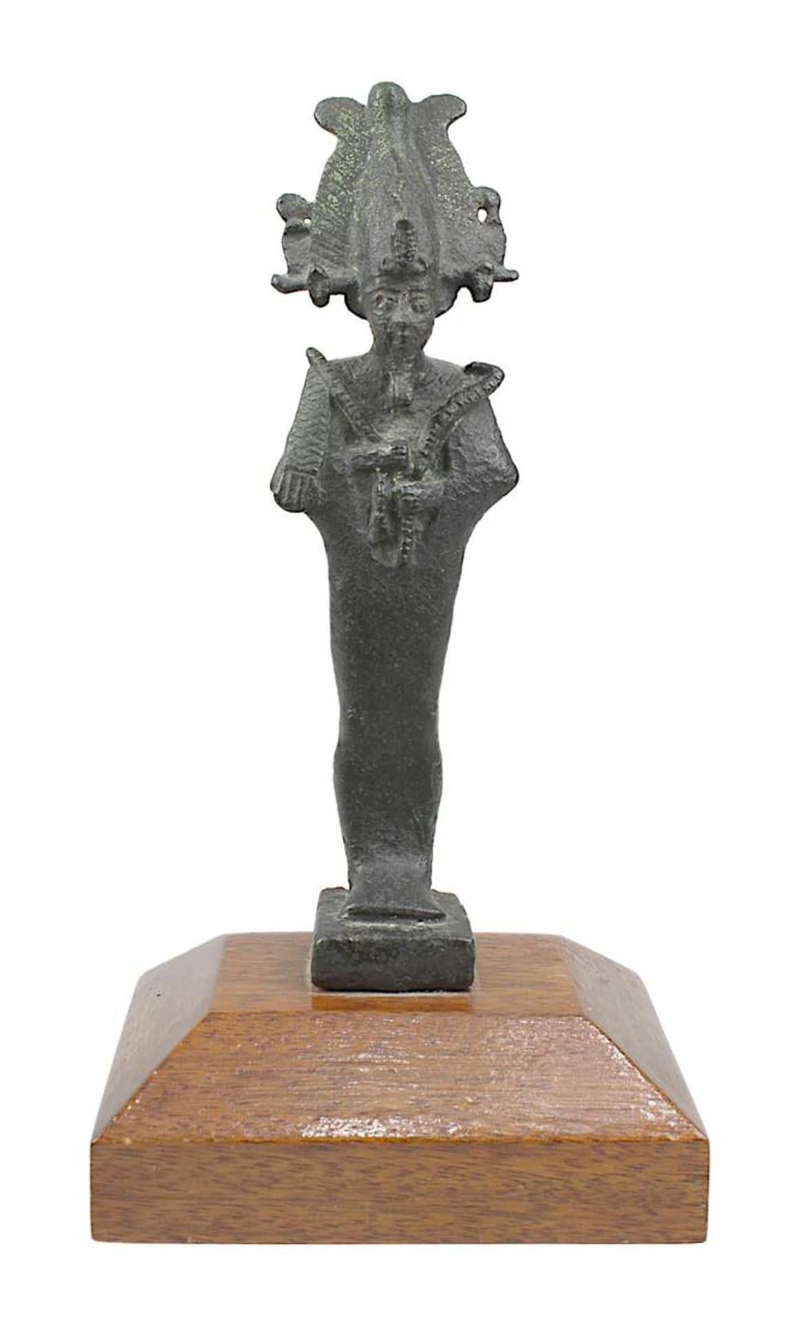 Osiris, Bronze, ptolemäisch, wohl 3. bis 1. Jh. v. Chr., stehende Darstellung mit Atef-Krone, - Bild 2 aus 2