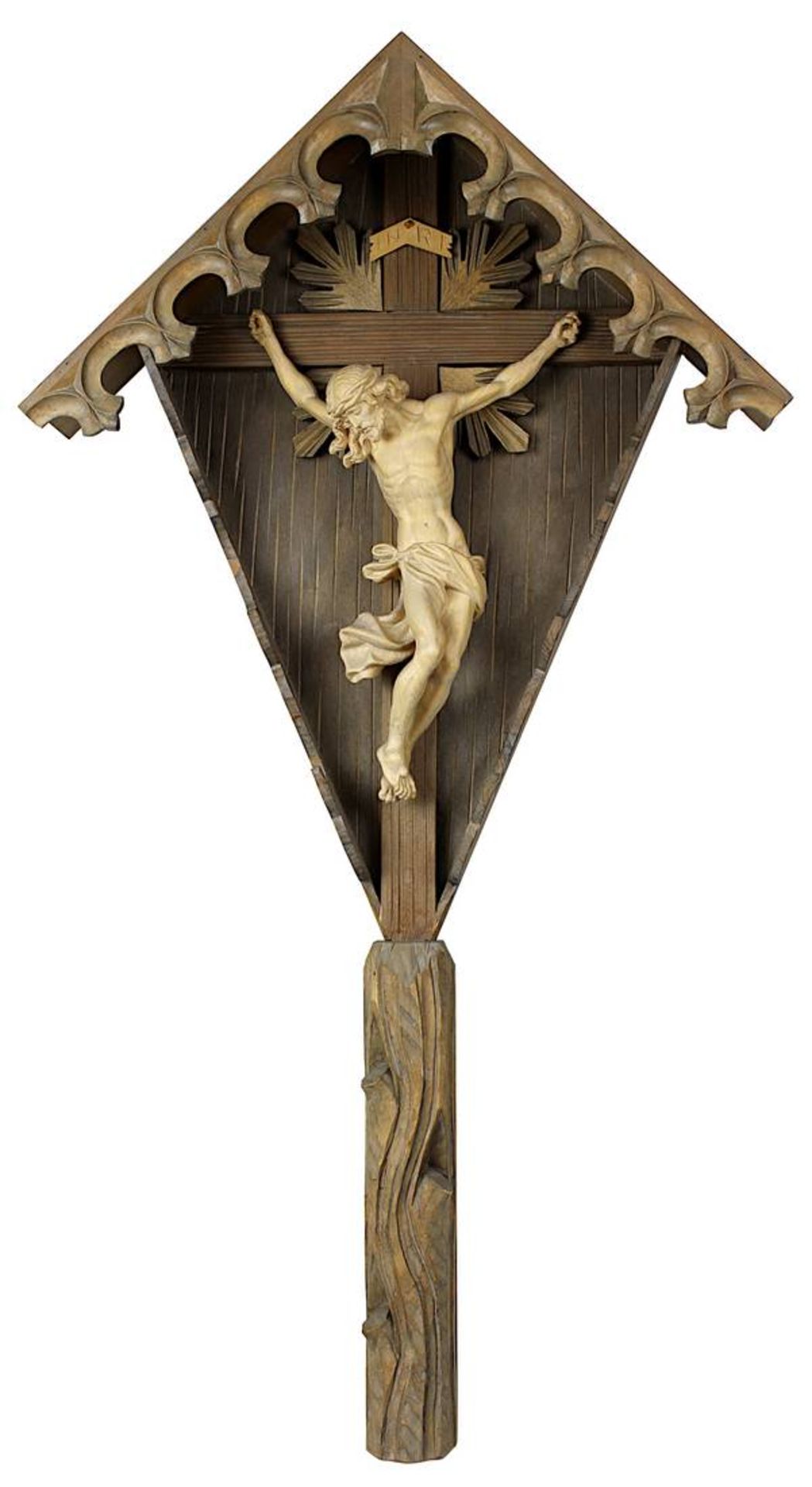 Martlerl mit gekreuzigtem Christus, süddeutsch 2. H. 20. Jh., Holz geschnitzt, Christus im