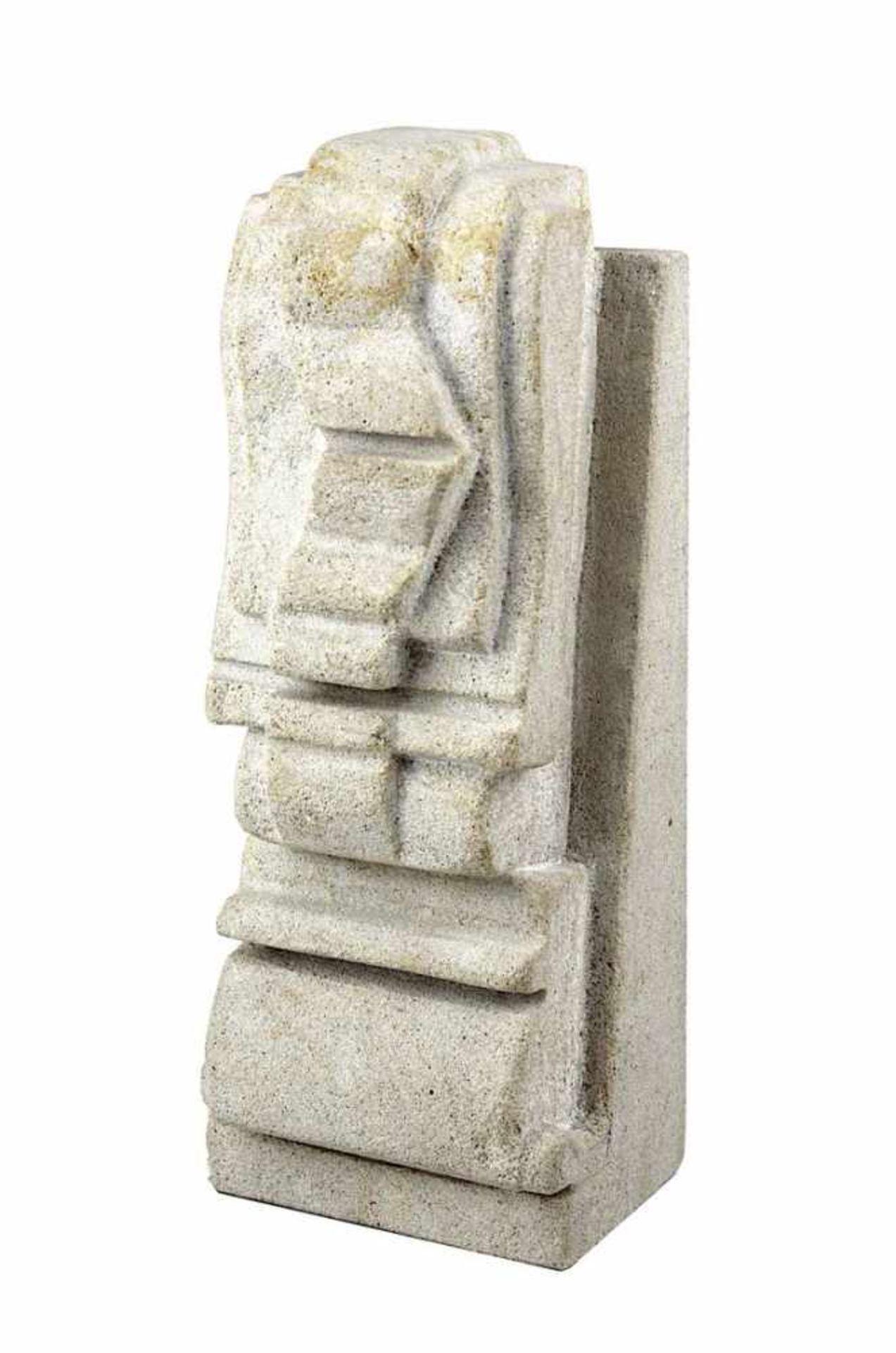 Künstler 2. Hälfte 20. Jh., Ohne Titel Skulptur aus Sandstein, Höhe 17,8 cm, Tiefe 5,5 cm. 1626-