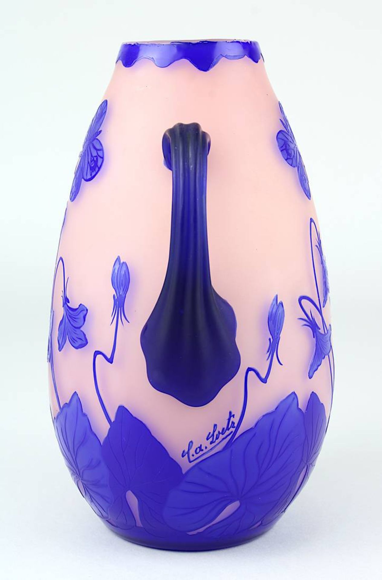 Loetz Art Déco Vase um 1925, Johann Loetz Witwe Klostermühle Böhmen, eiförmiger Klarglaskörper, - Image 4 of 4