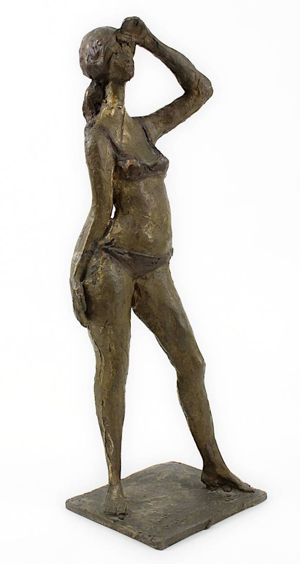 Schröder, Hans (Saarbrücken 1930 - 2010 Saarbrücken), Bikini - Mädchen, Bronzefigur mit goldener