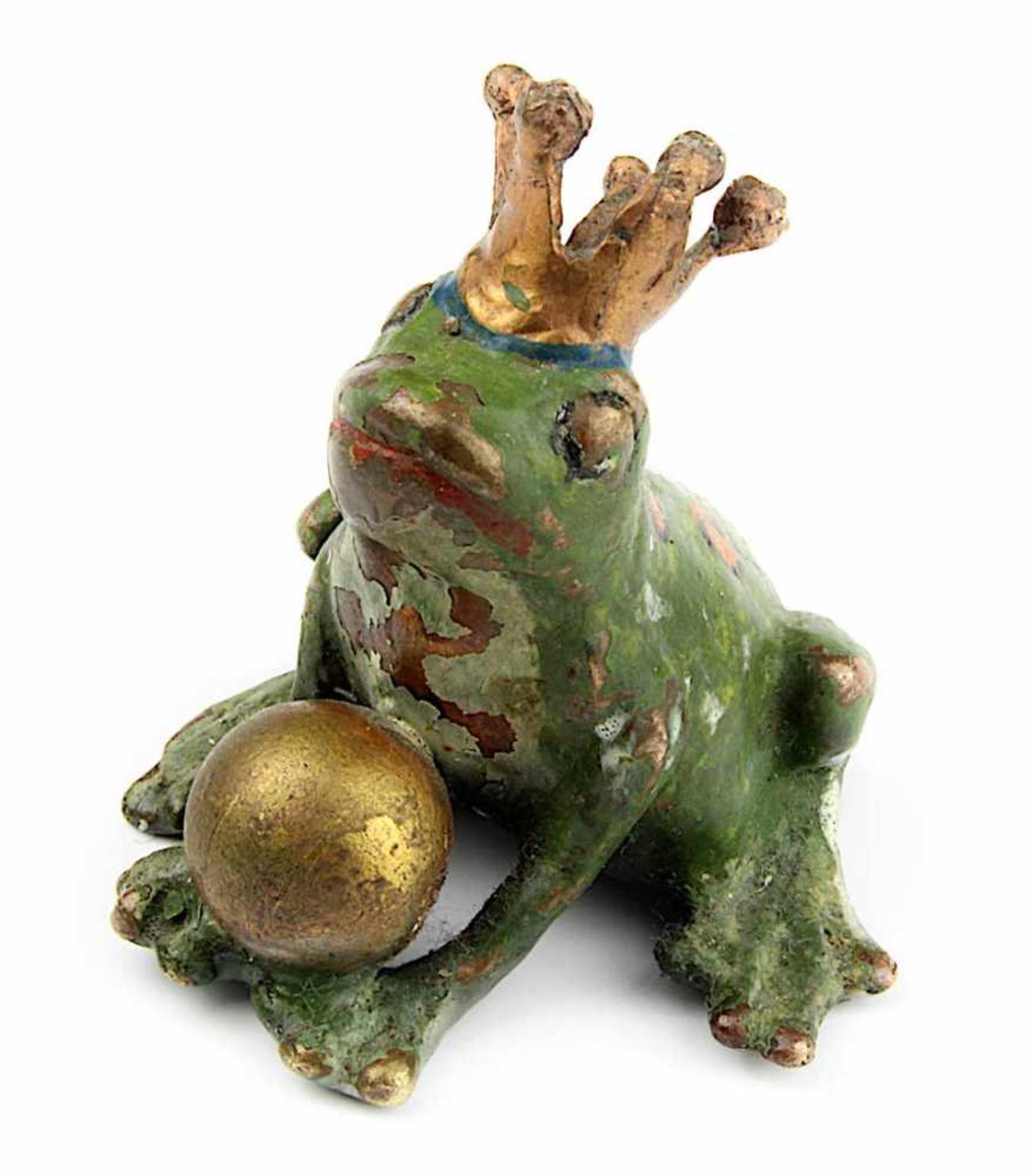 Froschkönig, Wiener Bronze, um 1900, Kleinbronze, farbig staffiert, kleine Farbabplatzer, H. ca. 4