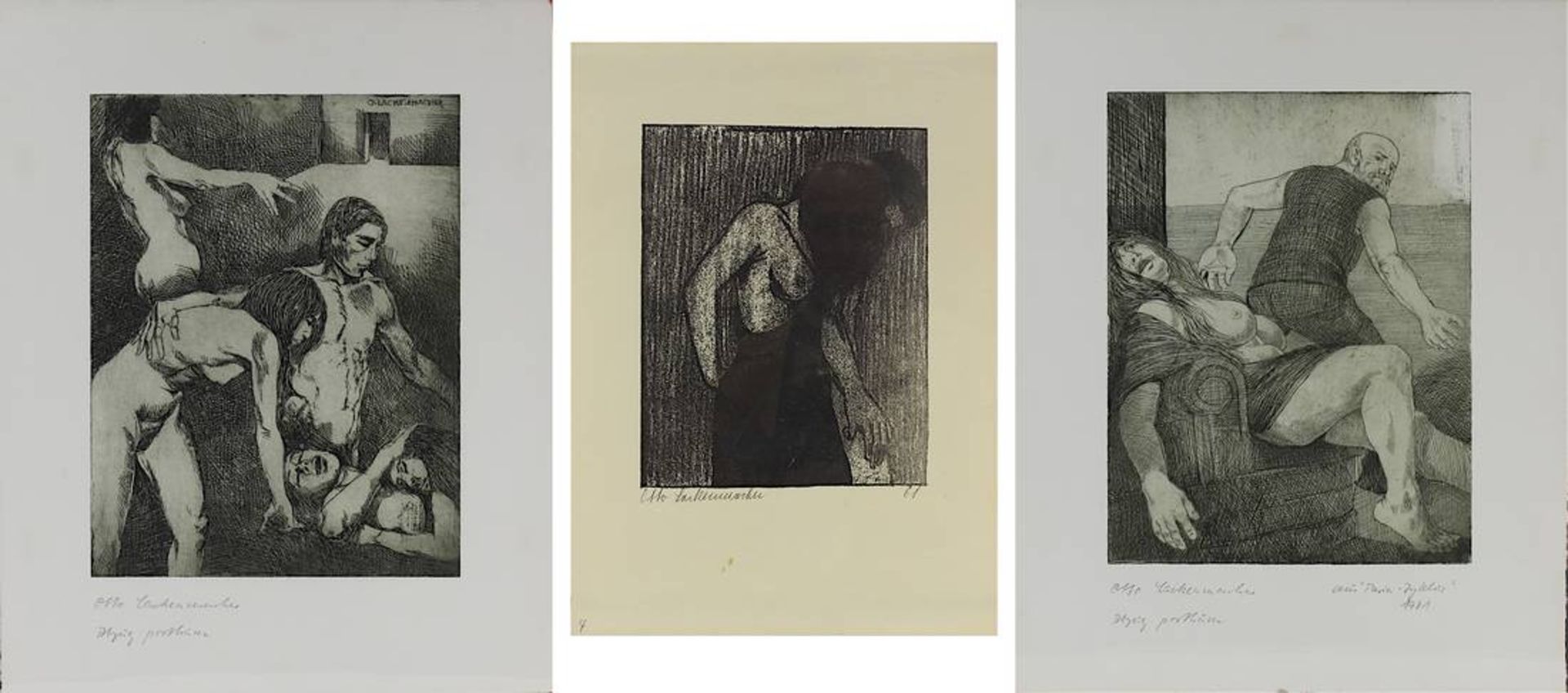 Lackenmacher, Otto (Saarbrücken 1927 - 1988 Saarbrücken), 3 Druckgrafiken: Selbst mit weiblichem