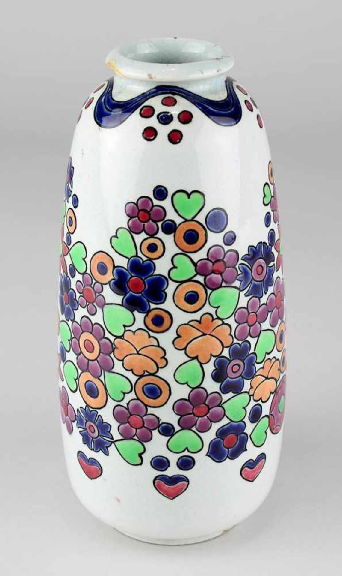 Kleine Zsolnay Jugendstil-Vase, 1913, Entwurf der Form Hidasy Pillo Sandor 1909, Dekorentwurf wohl