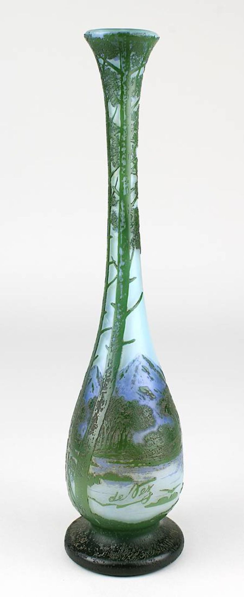 De Vez Jugendstilvase mit Landschaftsdekor, Cristallerie de Pantin Stumpf, Touvier, Viollet & Cie, - Image 2 of 4