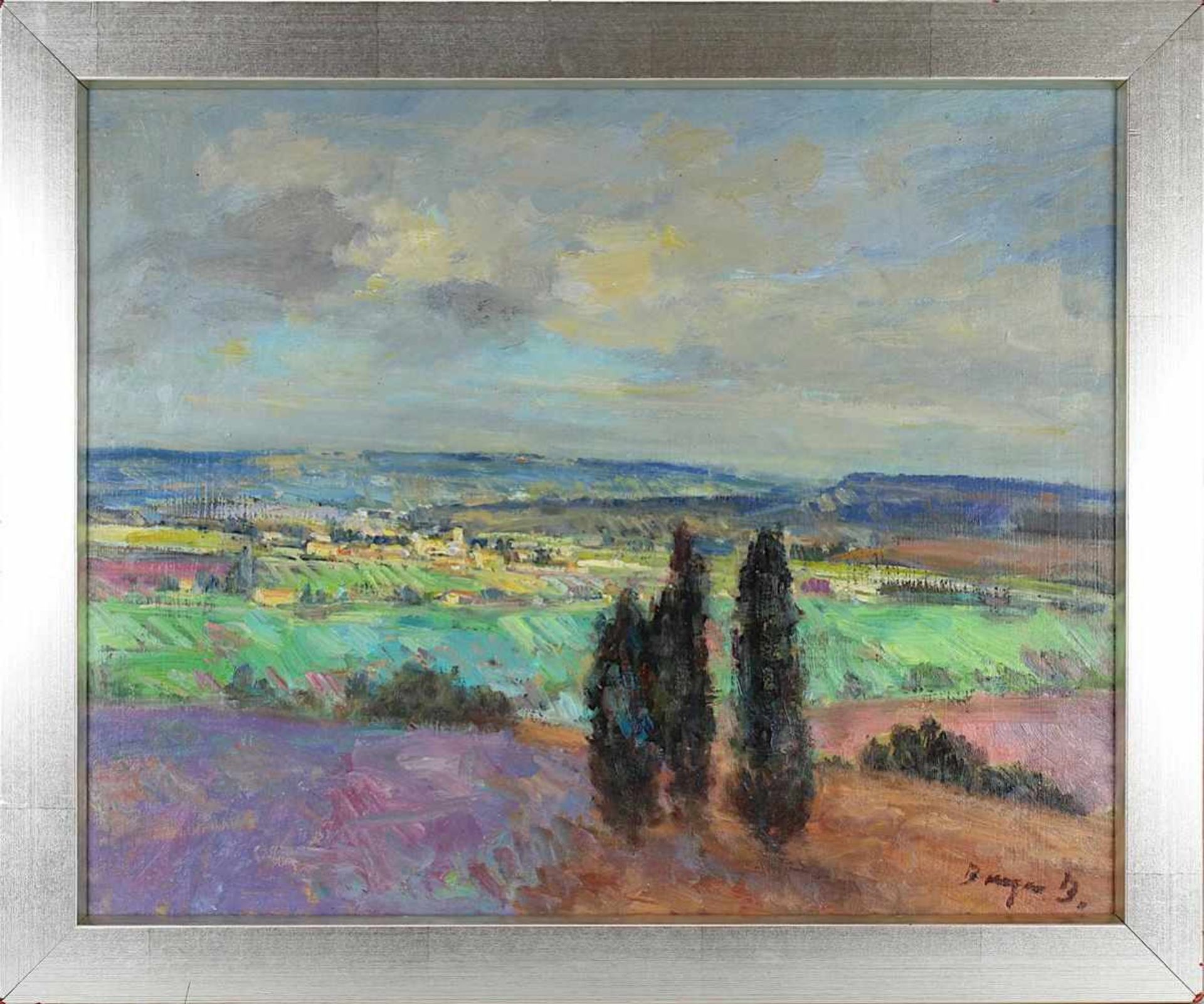 Breyer, Benno (Ommersheim 1939 - 2013 Ommersheim), Toskanische Landschaft, Öl auf Karton, rechts