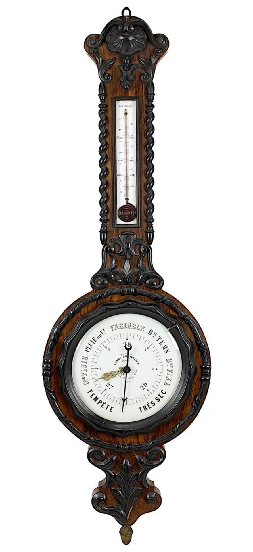 Großes prunkvolles Barometer mit Thermometer, Maison de L`Ing. Chevallier, Paris 19. Jh., auf