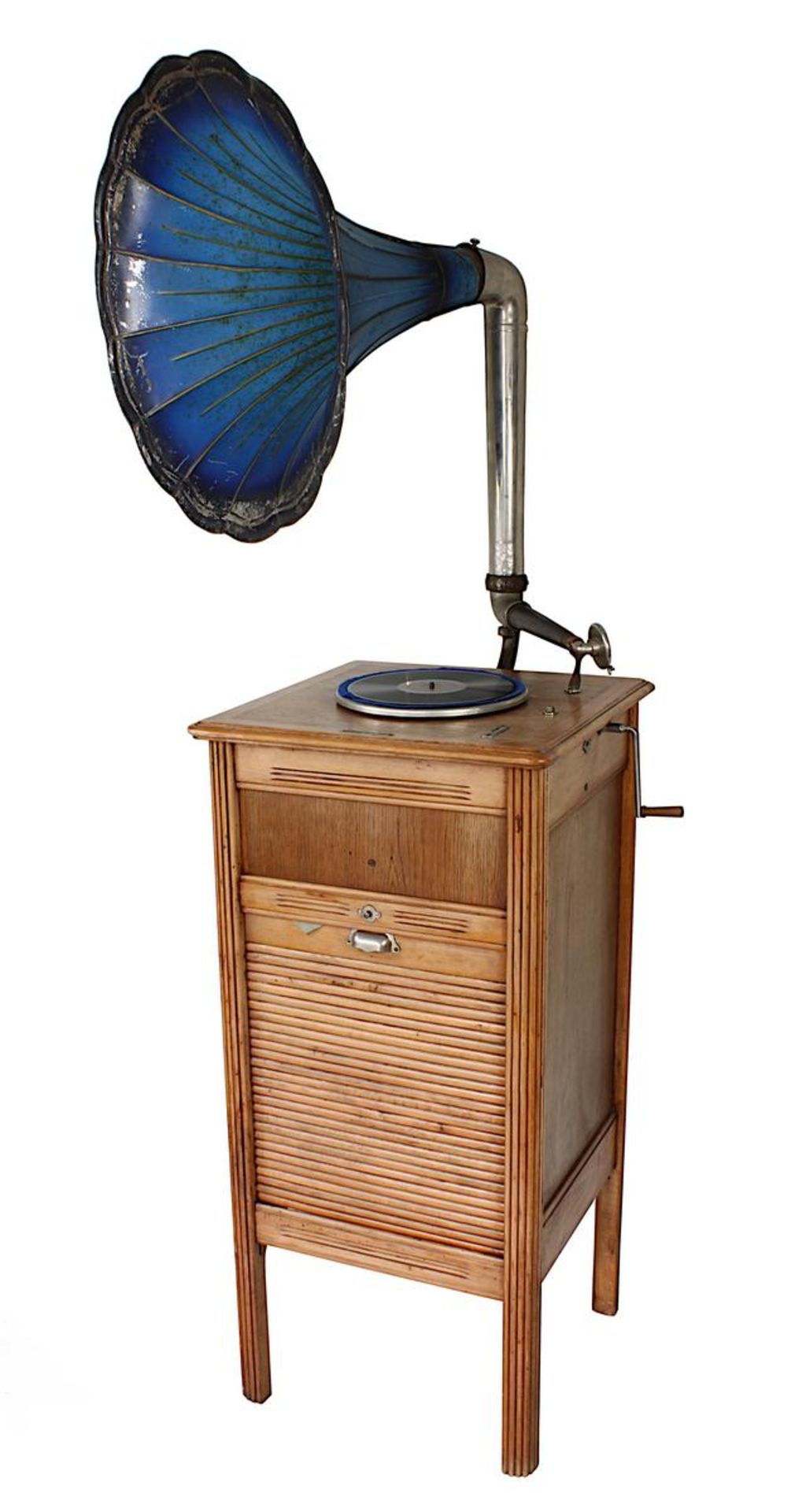 Großes Standgrammophon " Pathéphone Reflex Coq ", Frankreich 1910/1920, Nussbaumholz und Eiche