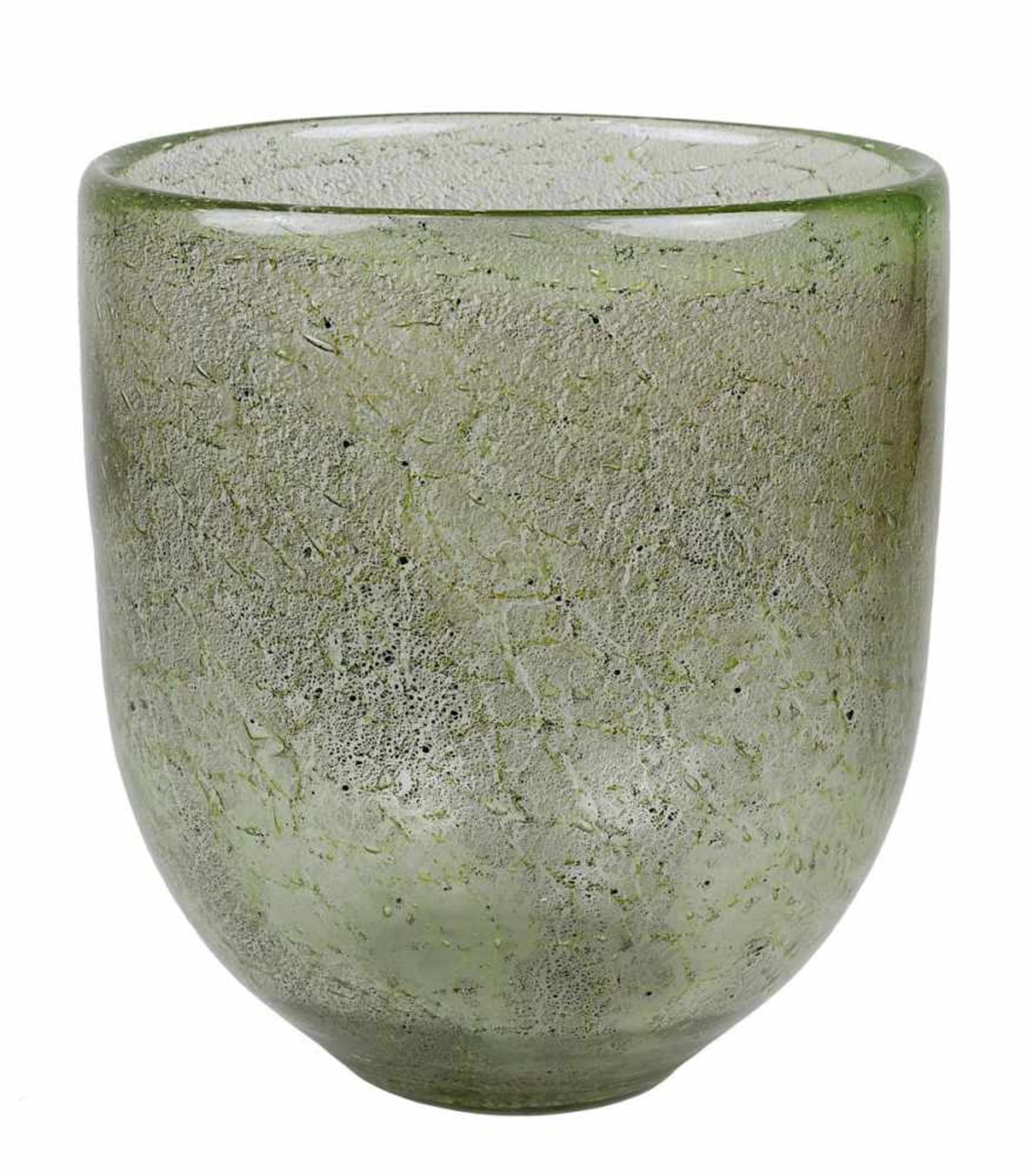 Iittala Glasvase mit Oxidationseinschlüssen und Luftblasen, Finnland um 1960, Iittala Glass Works,