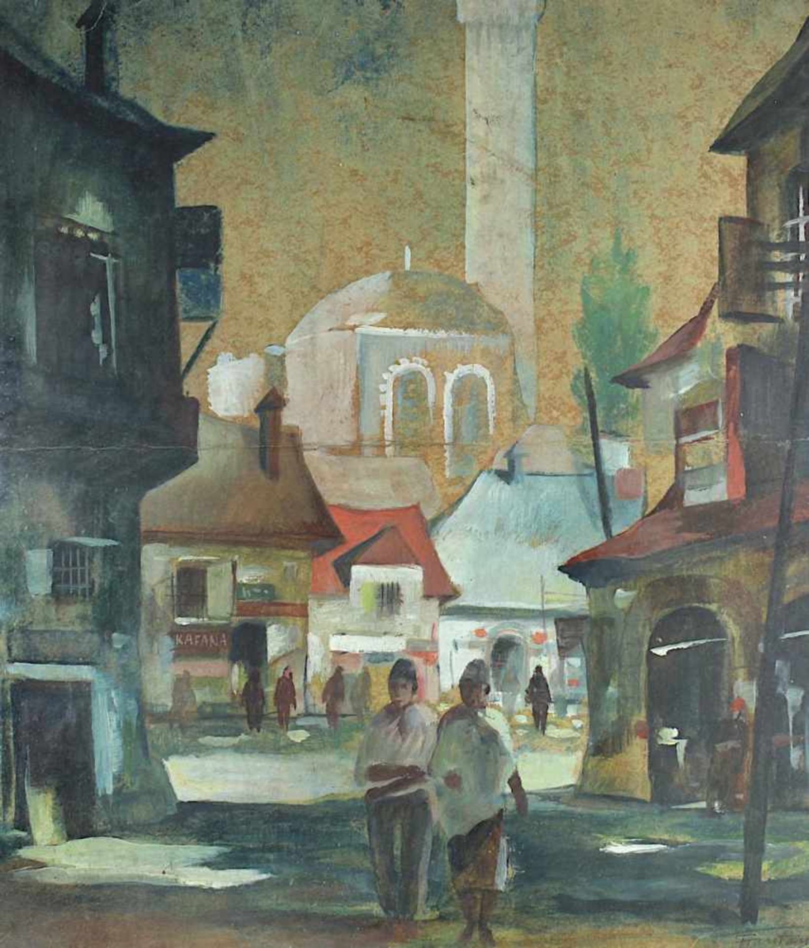 Frantzen, Peter (Saarbrücken 1913 - 2003 Dudweiler), Ansicht einer orientalischen Stadt mit - Bild 2 aus 2