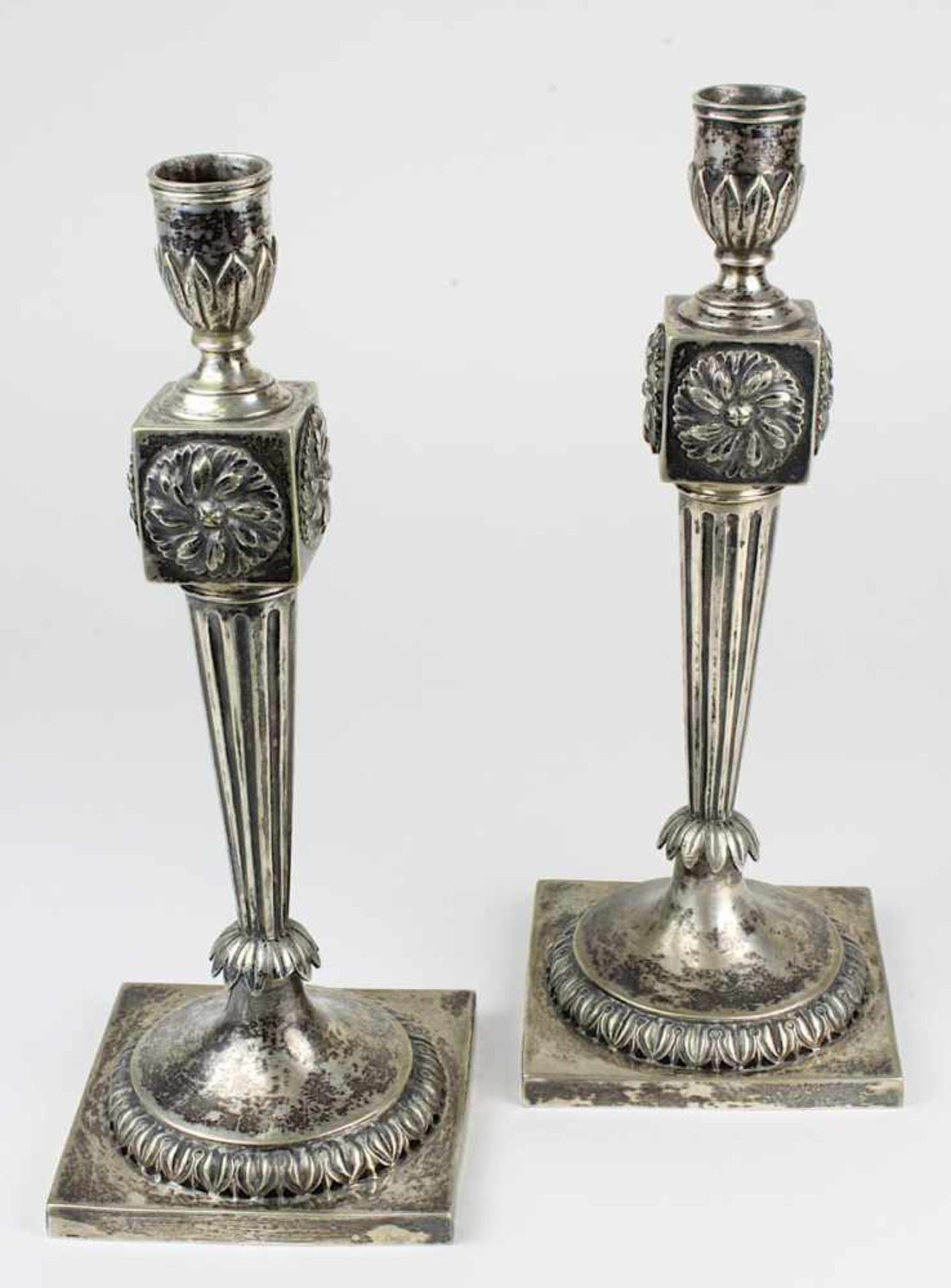 Leuchterpaar Silber, Klassizismus, Wesel um 1790, Hink, Friedrich Ludwig Wilhelm, Höhe 26 cm, - Image 4 of 7