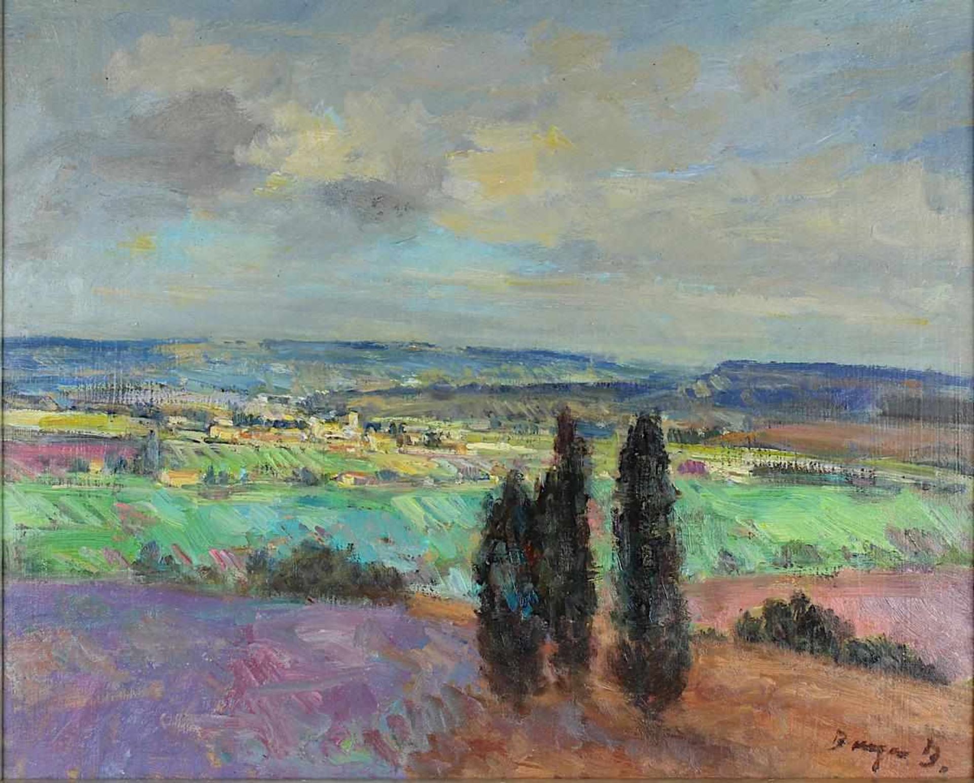 Breyer, Benno (Ommersheim 1939 - 2013 Ommersheim), Toskanische Landschaft, Öl auf Karton, rechts - Bild 2 aus 2