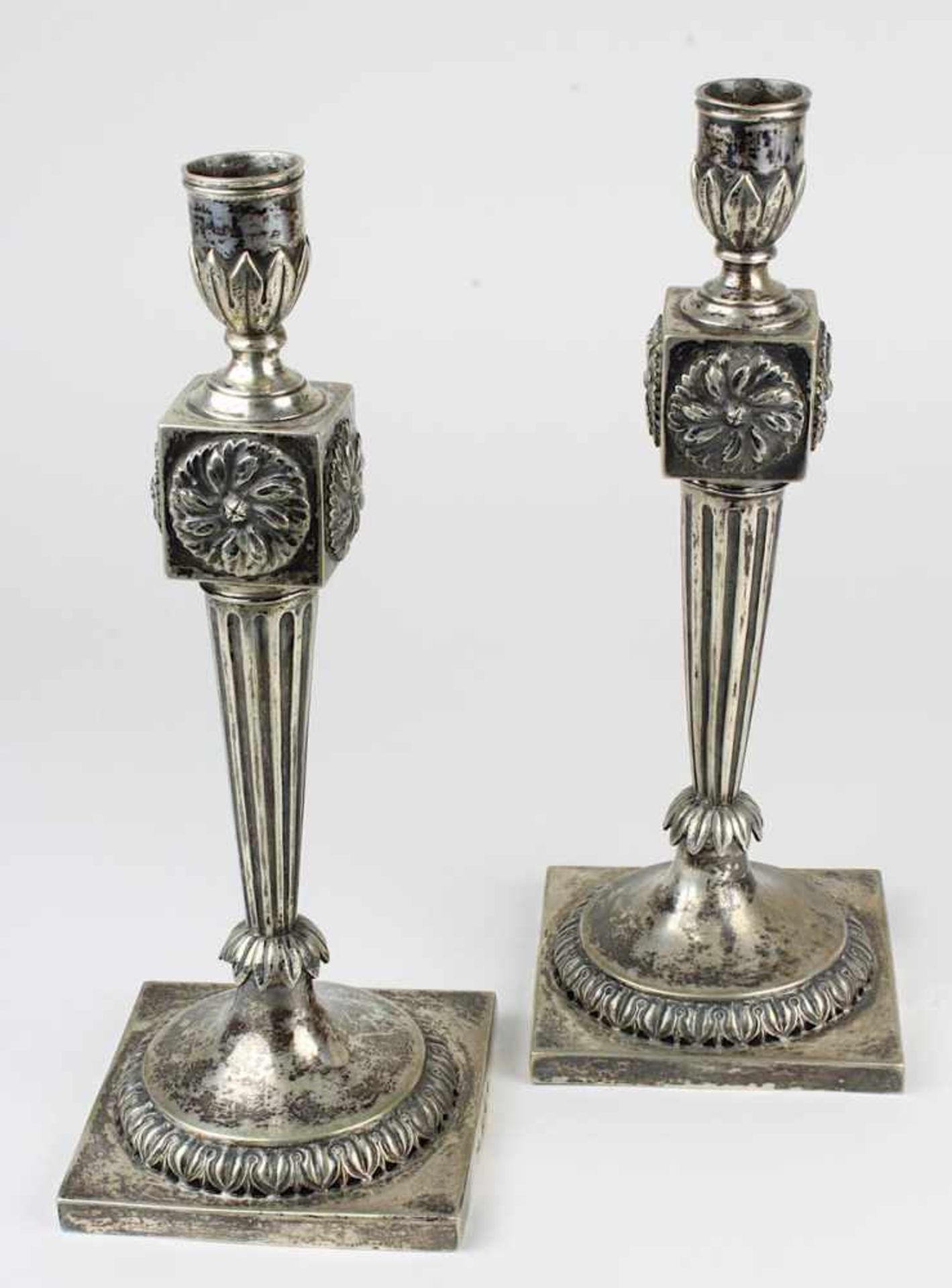 Leuchterpaar Silber, Klassizismus, Wesel um 1790, Hink, Friedrich Ludwig Wilhelm, Höhe 26 cm, - Image 2 of 7