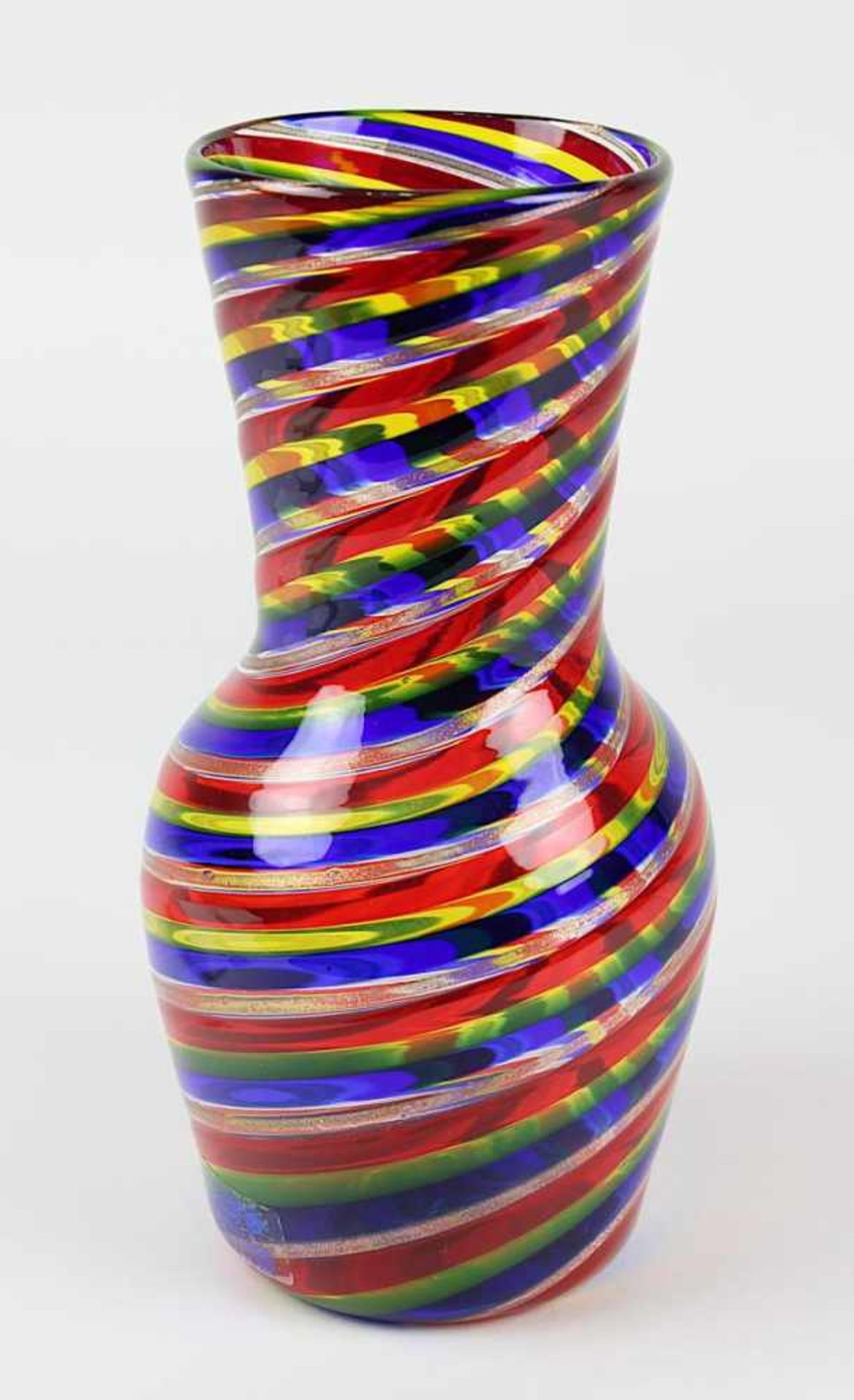 Elli Toso -  Glasfadenvase, Murano, balusterförmige Vase mit spiralförmig aneinandergesetzten,