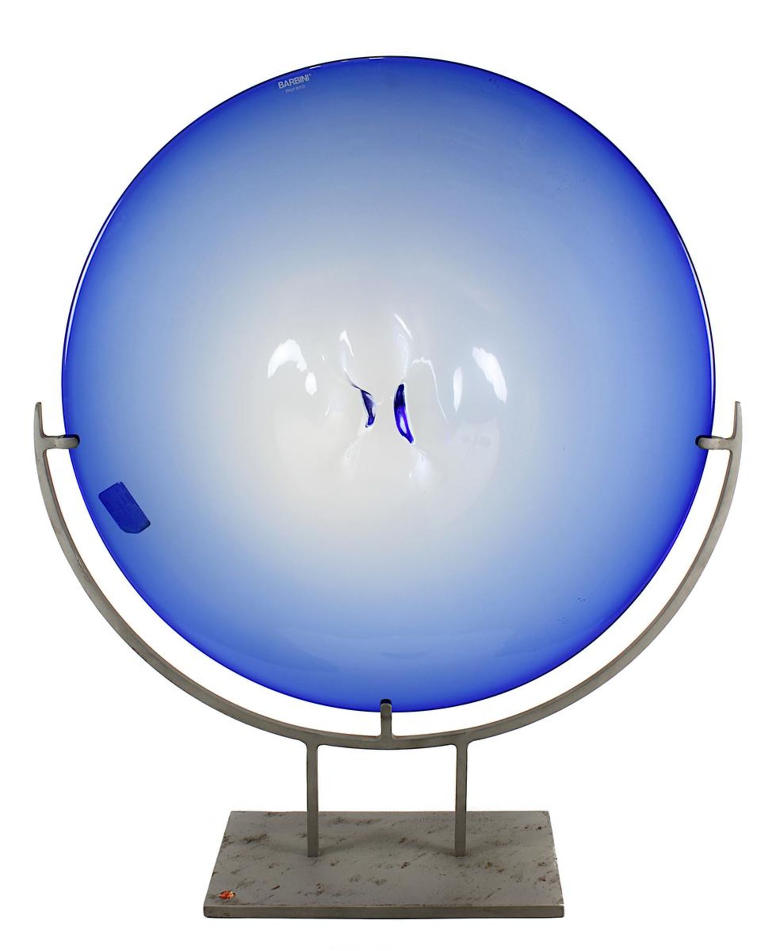 Barbini, Alfredo (Venedig 1912 - 2007 Venedig), Glasskulptur Disco Sfumato Blue, große dicke