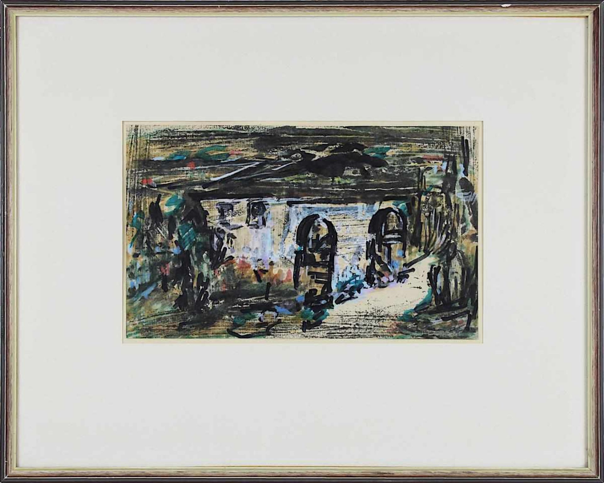 Zolnhofer, Fritz (Wolfstein 1896 - 1965 Saarbrücken), Haus mit Vorgarten, expressive Darstellung, um