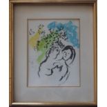 Marc CHAGALL Lovers Original lithograph Printed in the Mourlot workshops On [...]