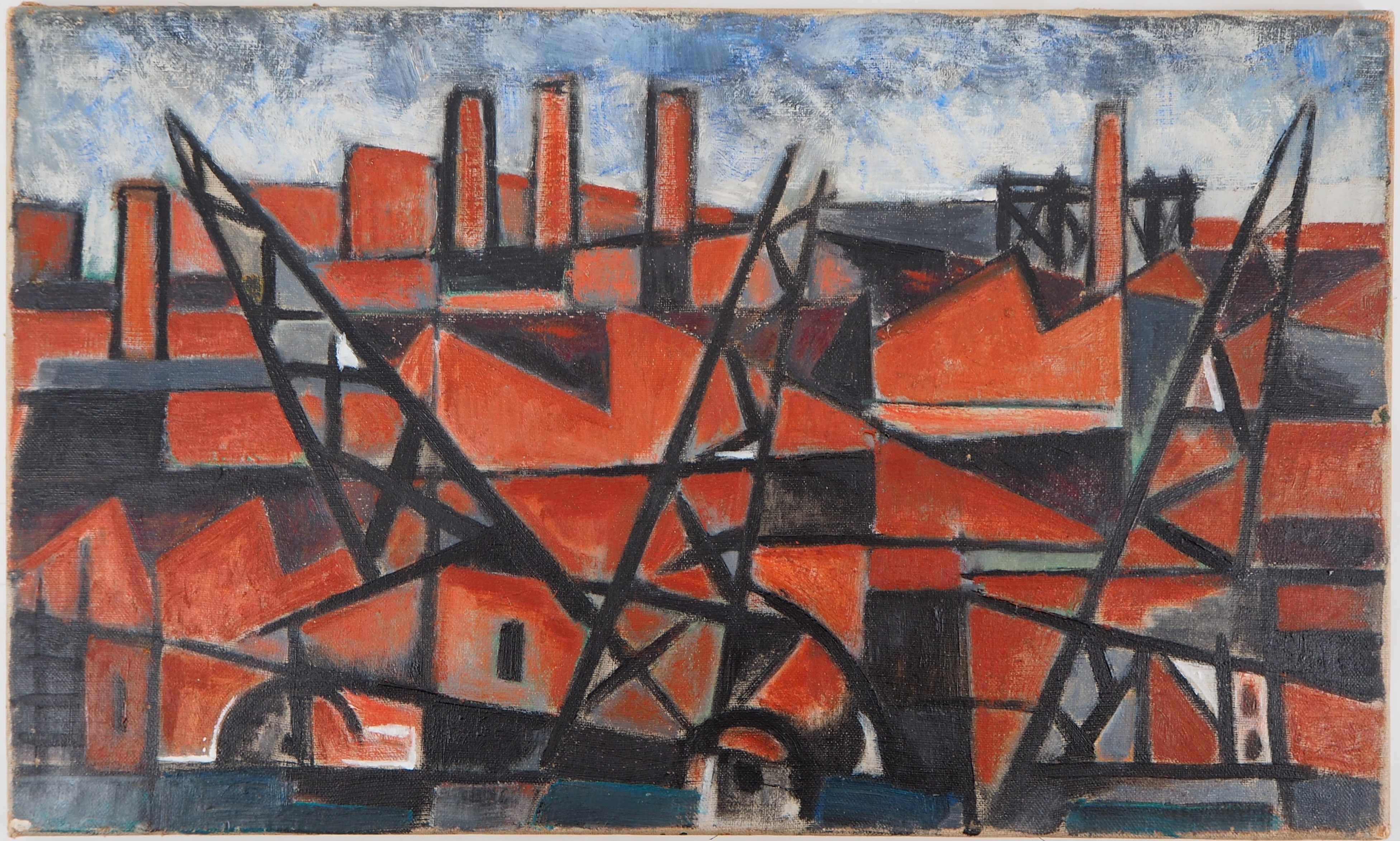 Lino MELANO (1924-) Docks and factories, 1956 Oil on canvas Signed on back On canvas [...]