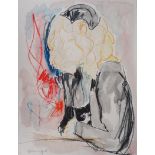 Alain BONNEFOIT Woman at the café Watercolour and pastel highlights Signed bottom [...]
