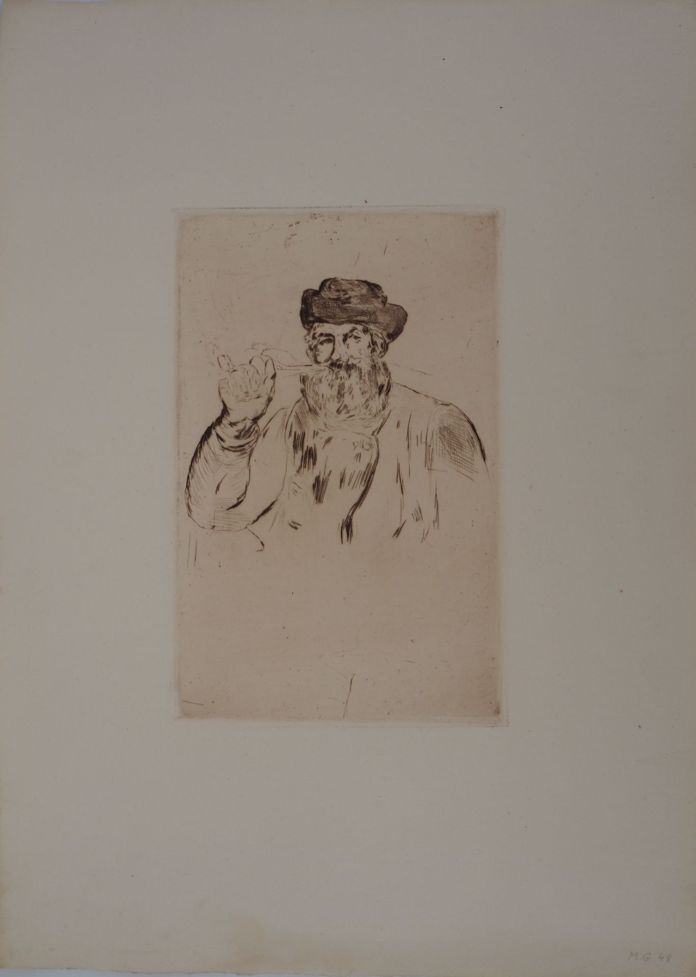 Edouard Manet Man smoking a pipe, 1866 Original engraving (etching) On Vellum 45 x 32 [...] - Bild 2 aus 7