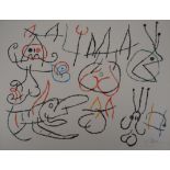 Joan MIRO (1893-1983) Ubu: Characters near a fire, 1971 Original lithograph (Atelier [...]