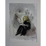 Yves BRAYER Old woman with skein Watercolour on paper Signed bottom right Page [...]