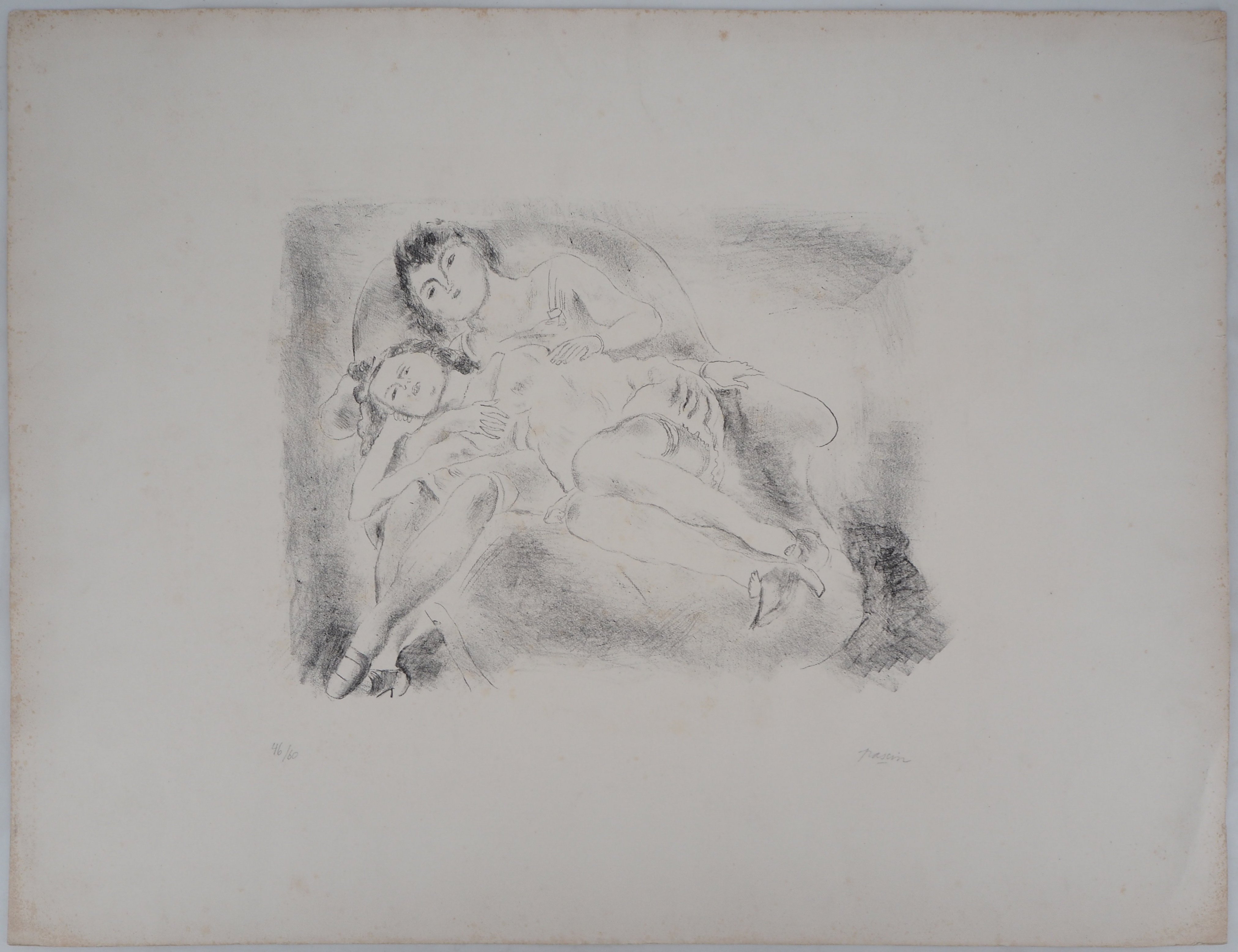 Jules PASCIN (1885-1930) Two women Original lithograph on Vellum Signed in [...] - Image 2 of 8