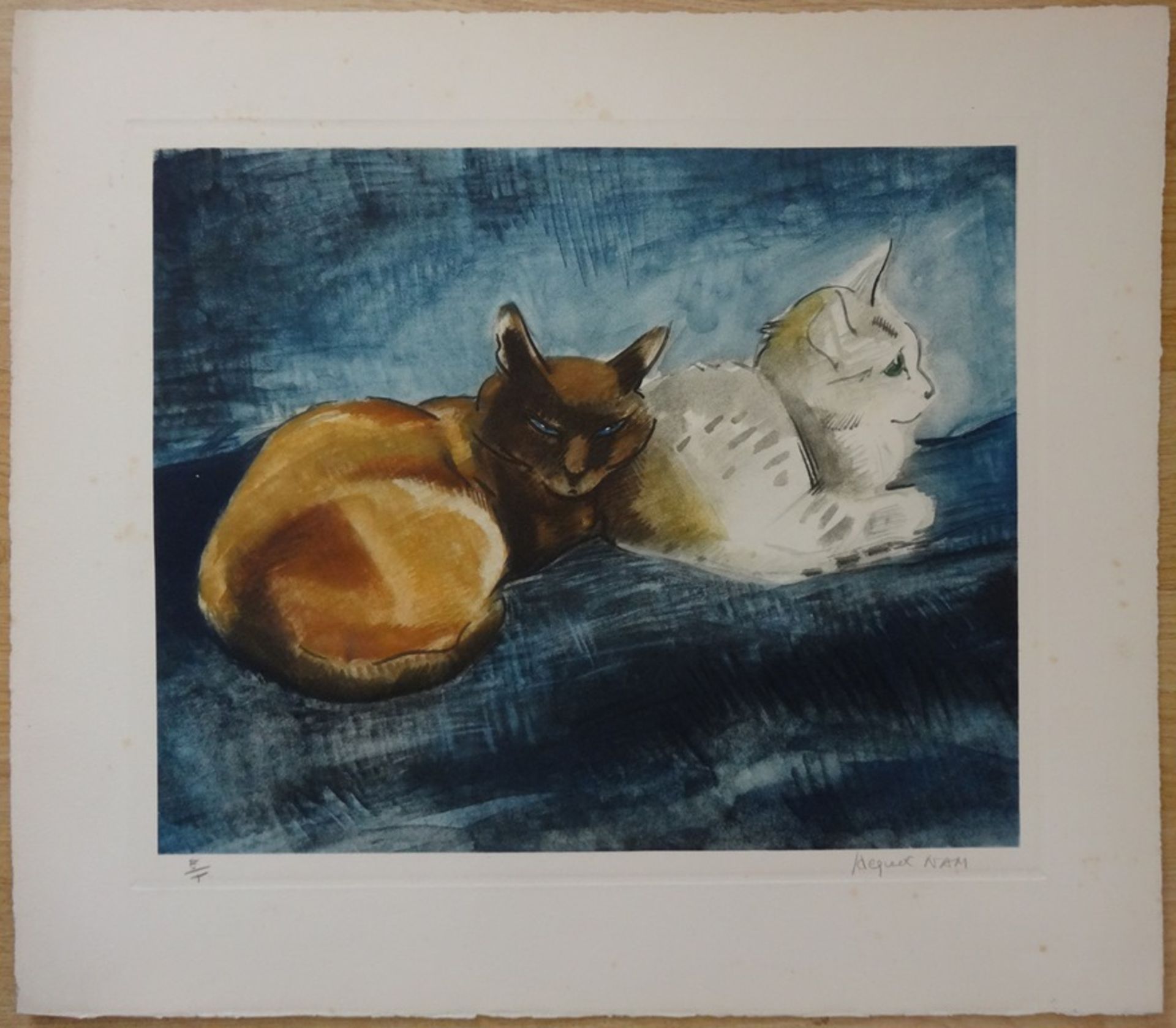 Jacques Nam (1881-1974) The Cats - Suite of 5 engravings signed in pencil Each [...] - Bild 5 aus 10