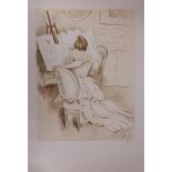 Paul César HELLEU Woman drawing, 1901 Signed lithograph in 3 colors. Signed in the [...]
