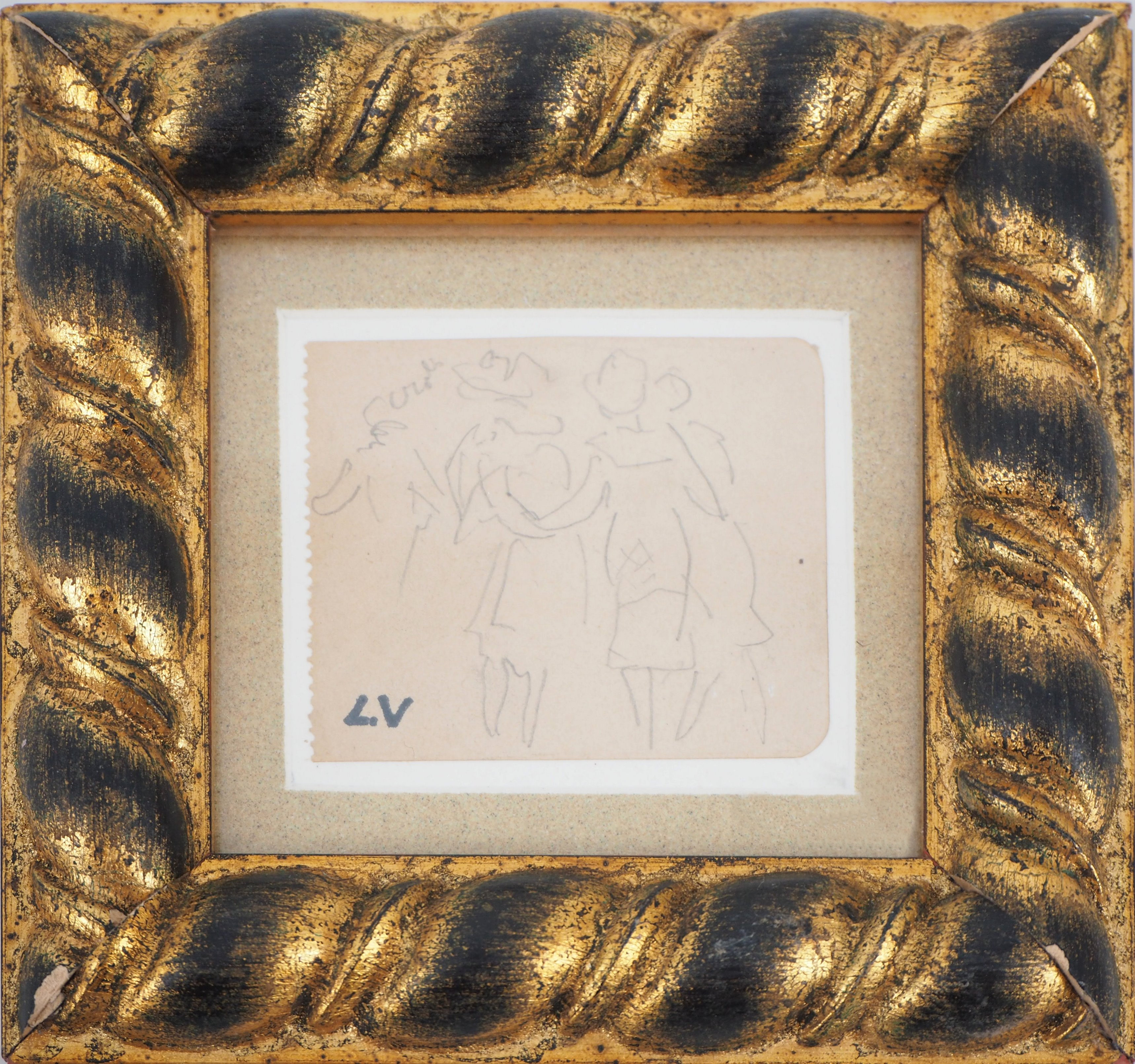 Louis VALTAT At the party Original drawing in pencil Signed with the L.V monogram [...] - Image 3 of 3