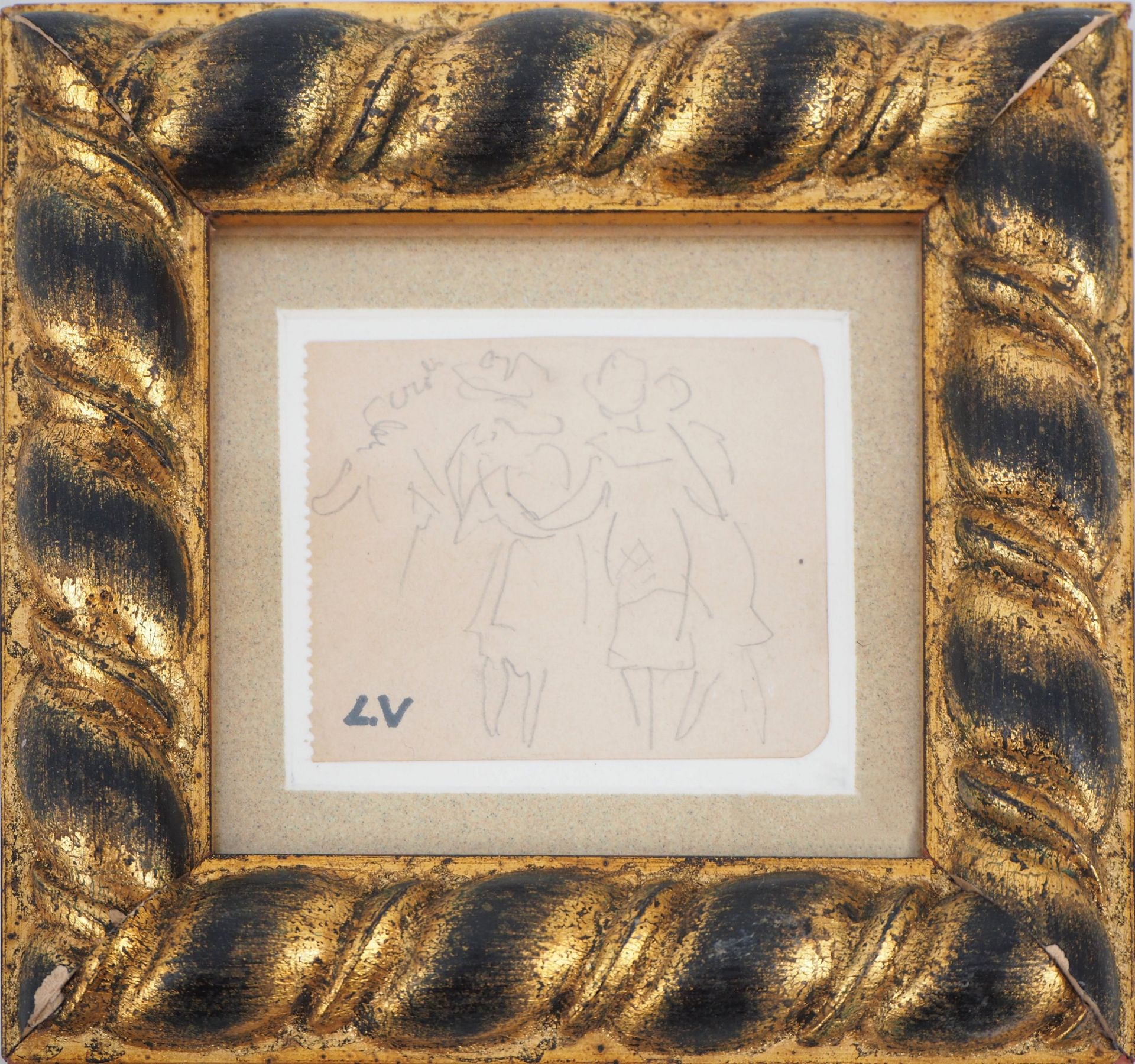 Louis VALTAT At the party Original drawing in pencil Signed with the L.V monogram [...] - Bild 3 aus 3