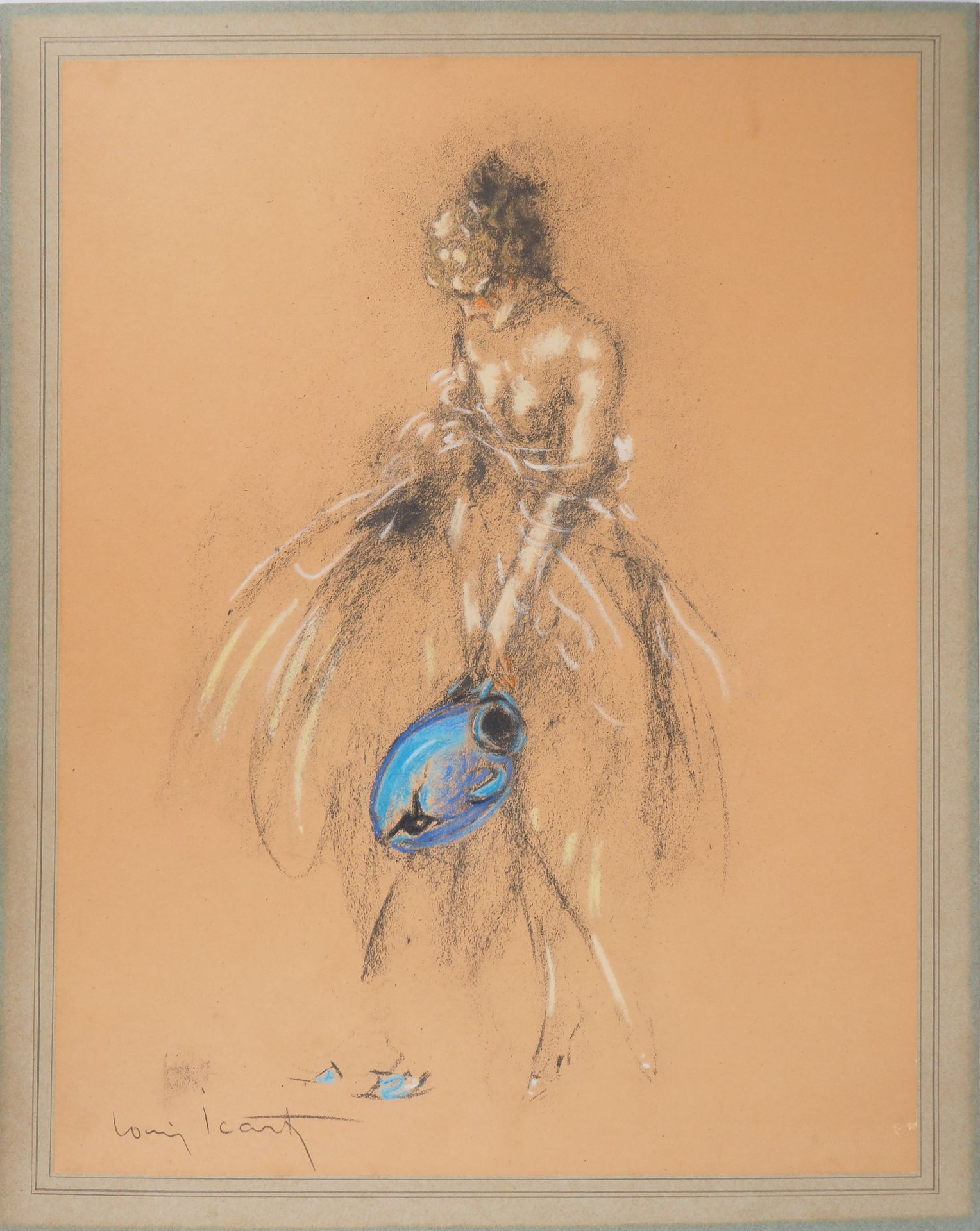 Louis ICART (1888-1950) The water carrier Lithography with pastel highlights Signed [...]