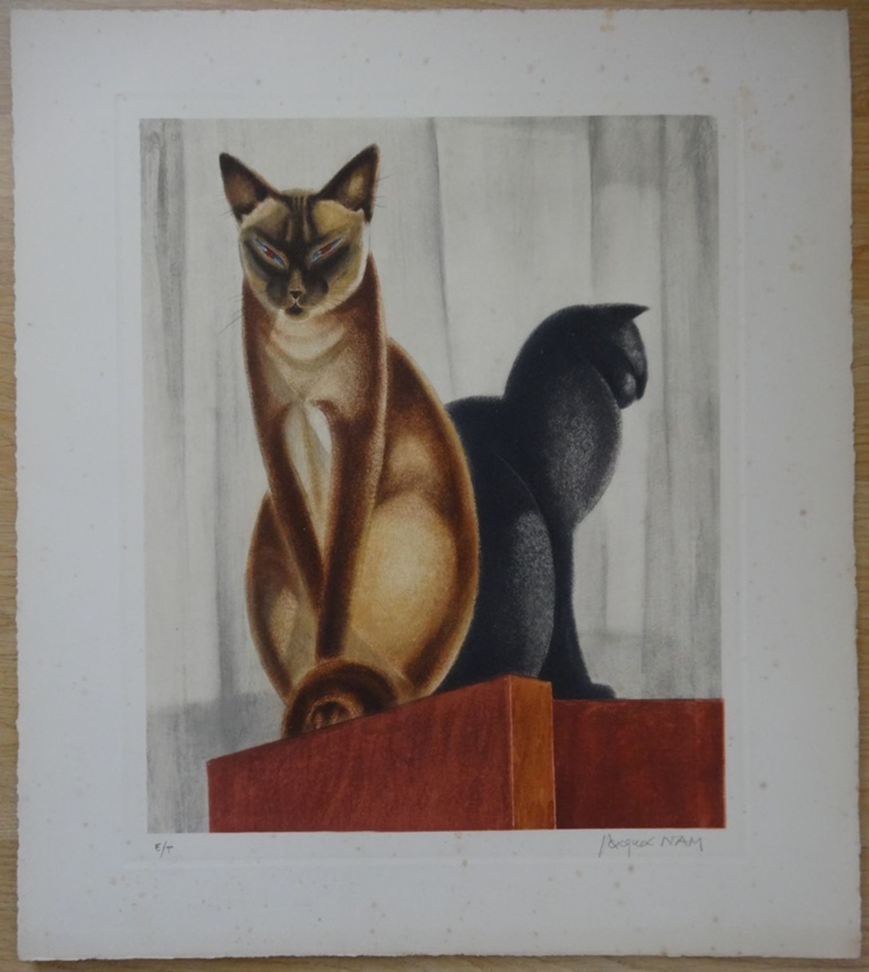 Jacques Nam (1881-1974) The Cats - Suite of 5 engravings signed in pencil Each [...] - Bild 6 aus 10