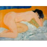 Guy Bardone Interior : Nude asleep on a yellow pillow Original oil on canvas. [...]